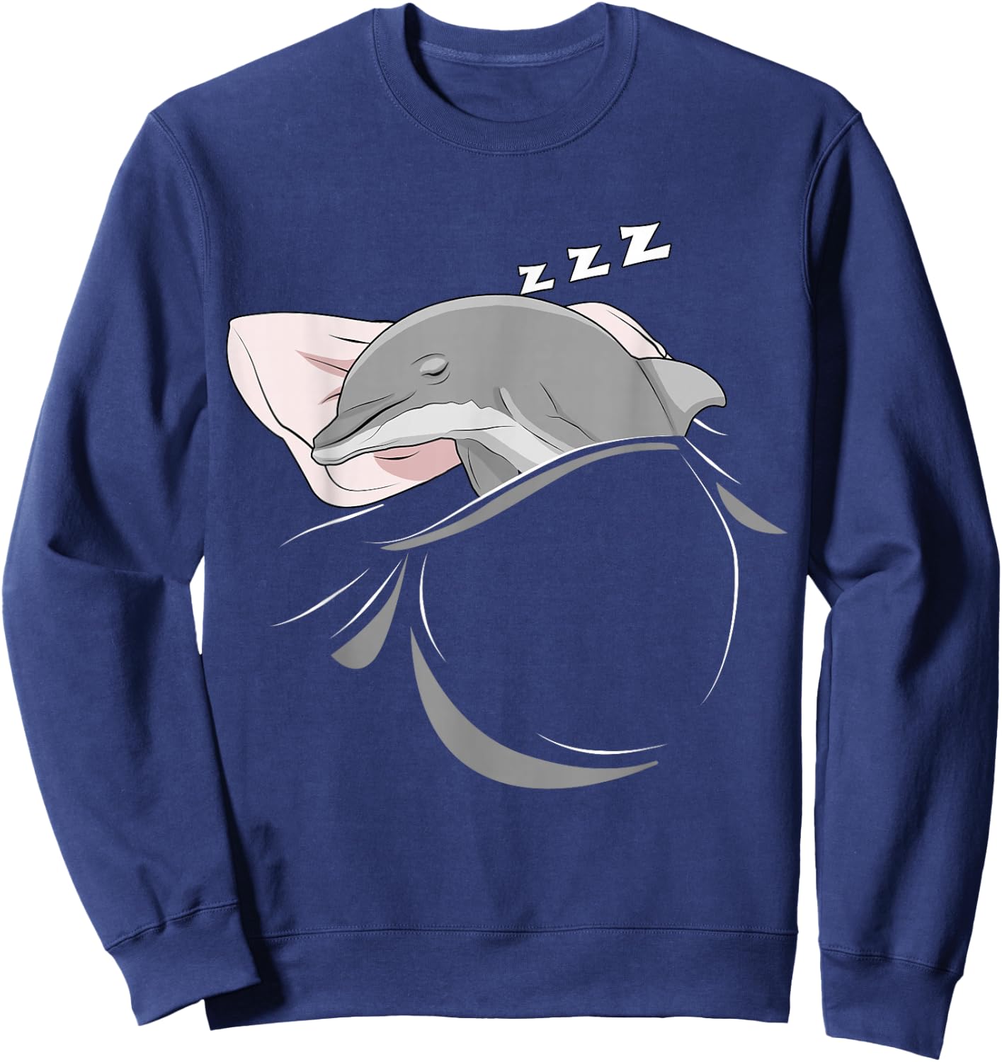 Funny Dolphin Merch , Men & Kids Dolphin Sleeping Animal Pajamas Nap PJs Outfit Gift Dolphin Sweatshirt - Sweatshirt | Navy
