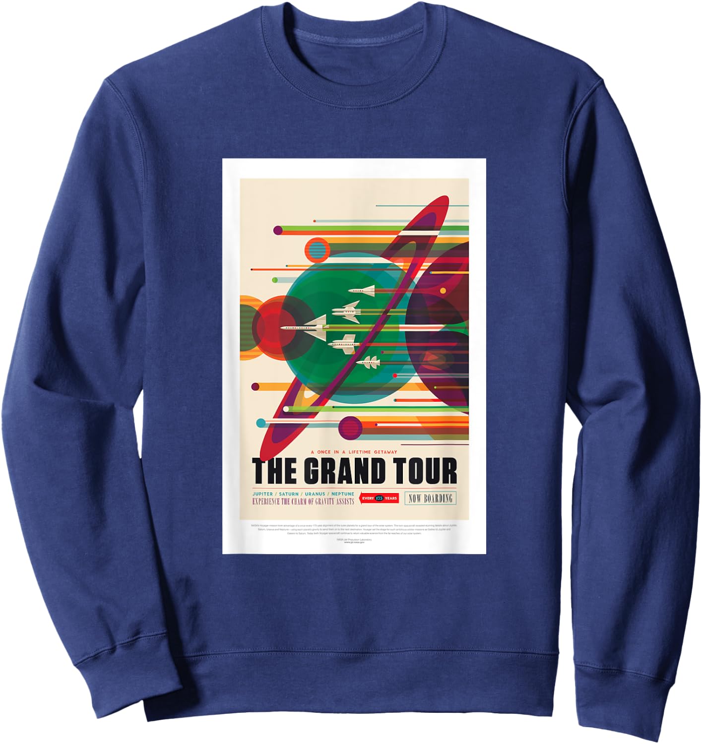 NASA JPL The Grand Tour Visions of the Future Voyager Poster Sweatshirt - Sweatshirt | Navy