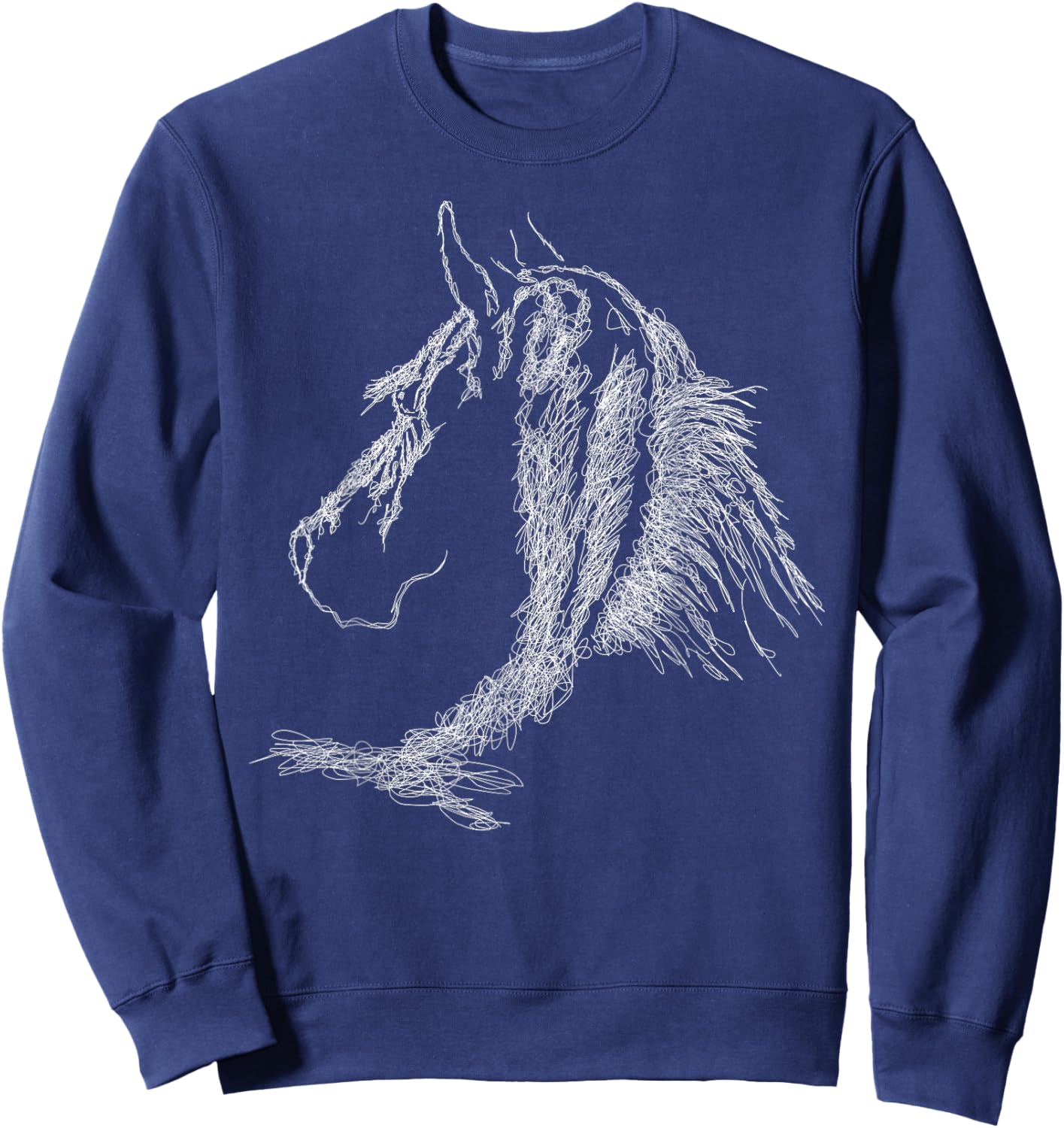 Horse Head Scribble Black Art Face for Lover Horses Taming Sweatshirt - Sweatshirt | Navy