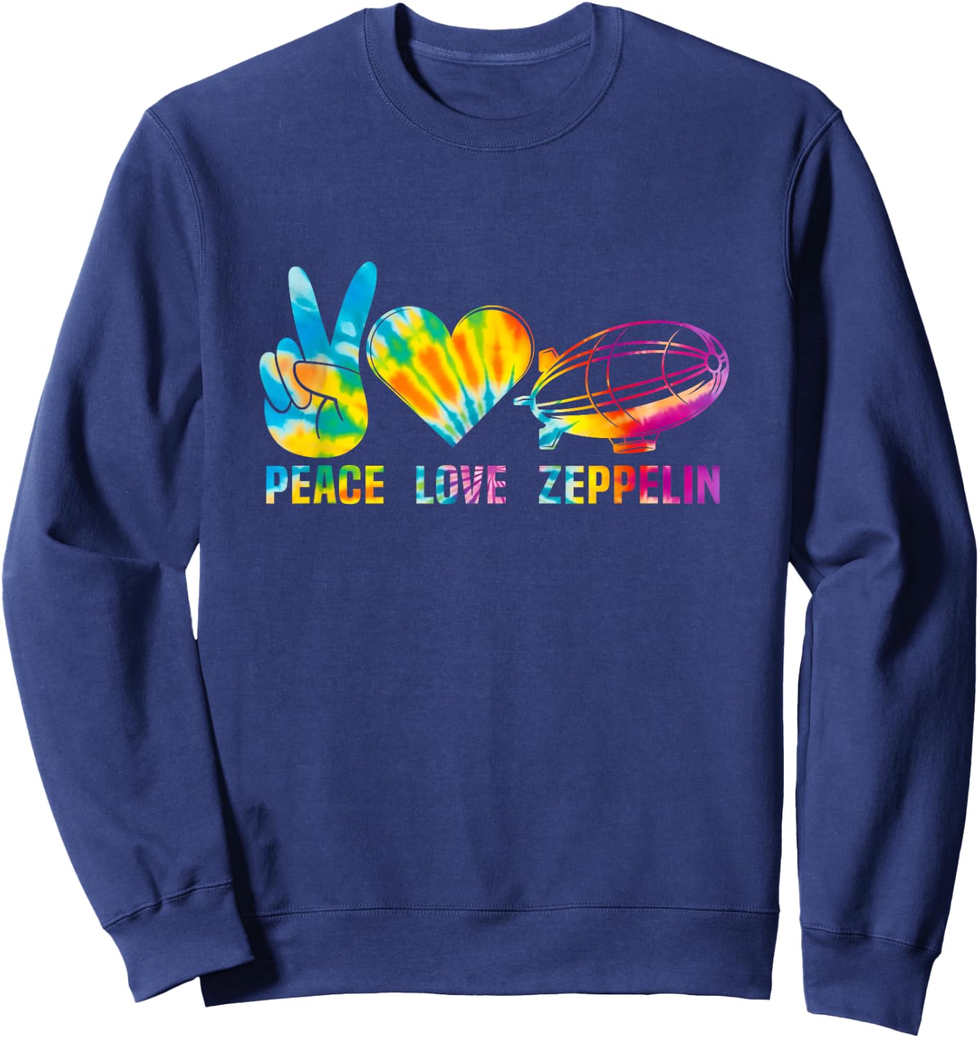 Tie Dye Dirigible Airship Blimp Zepelin Peace Love Zeppelin Sweatshirt - Sweatshirt | Navy