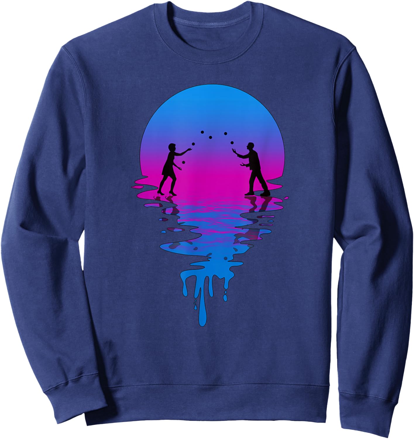 Vintage Retro Sunset Juggling Sweatshirt - Sweatshirt | Navy