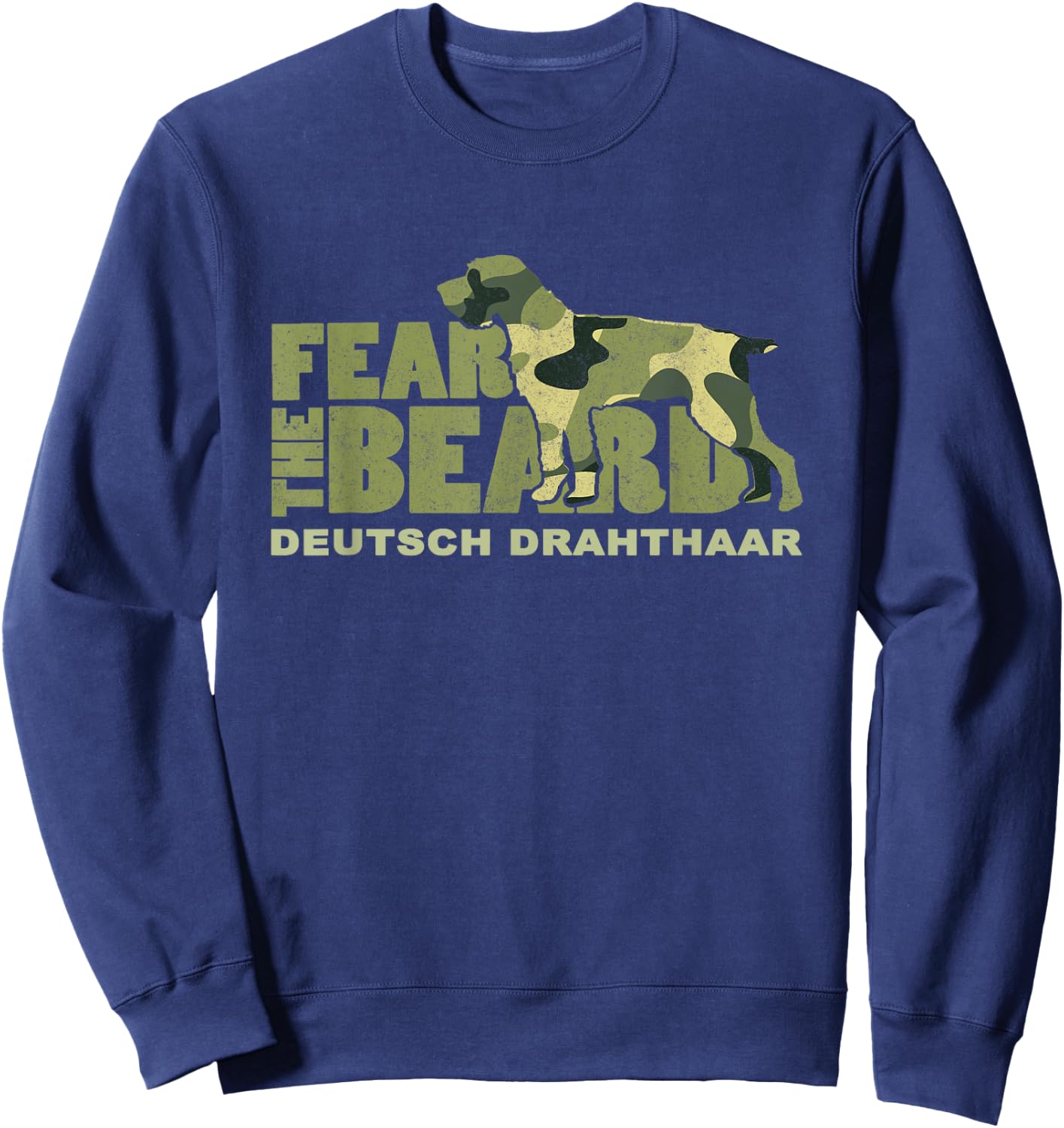 Fear the Beard - Camo Deutsch Drahthaar Hunting Dog Women Kids Sweatshirt - Sweatshirt | Navy