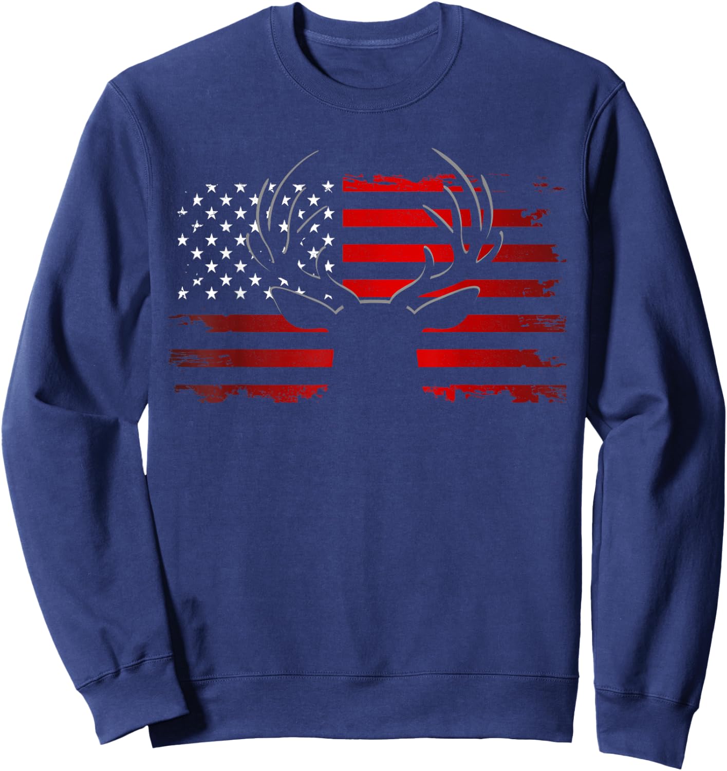 American Flag Outdoor Clothing - Antlers Deer Sweatshirt - Sweatshirt | Navy