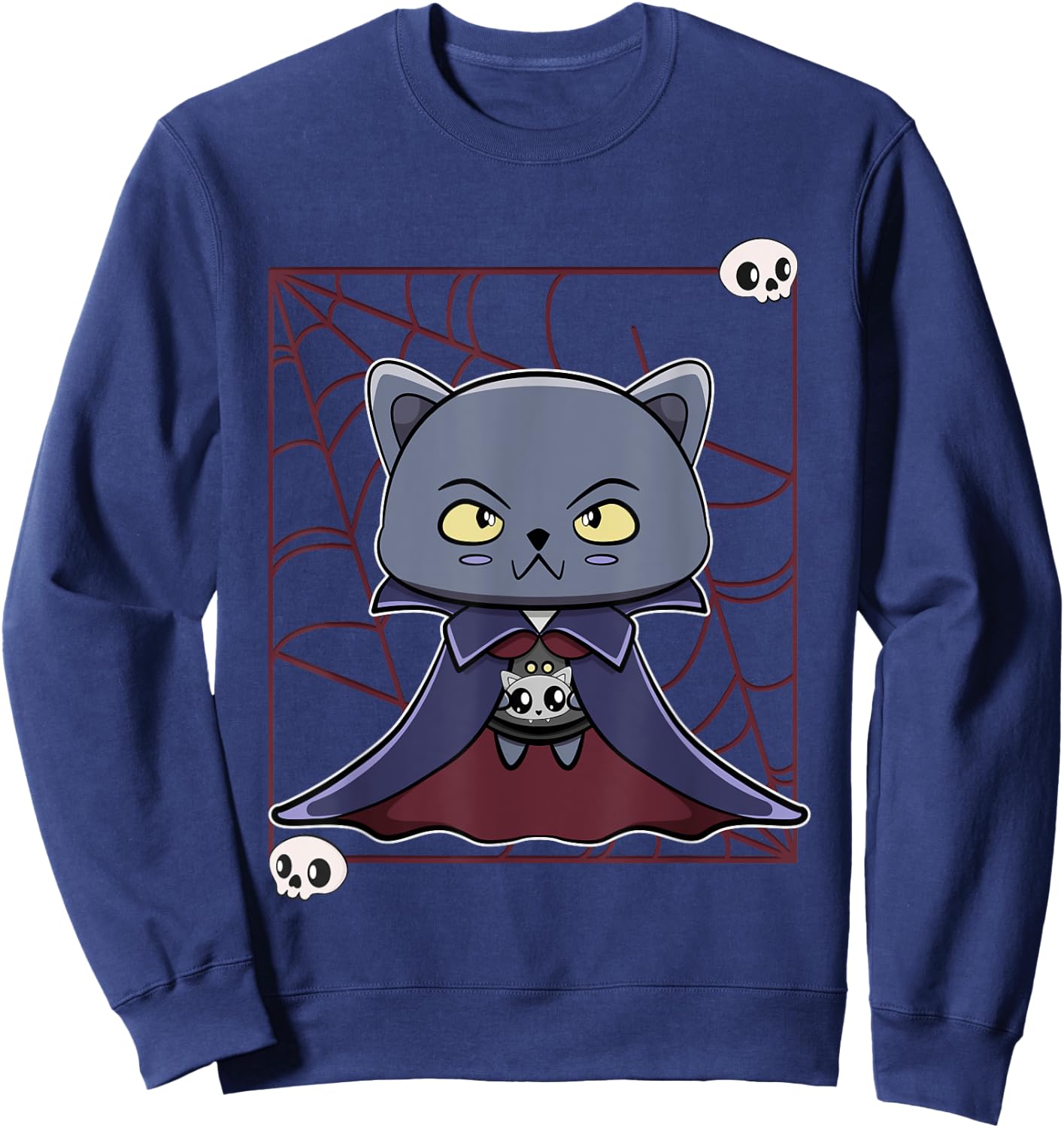 Black Cat Vampire Dracula And Monster Item For Halloween Sweatshirt - Sweatshirt | Navy