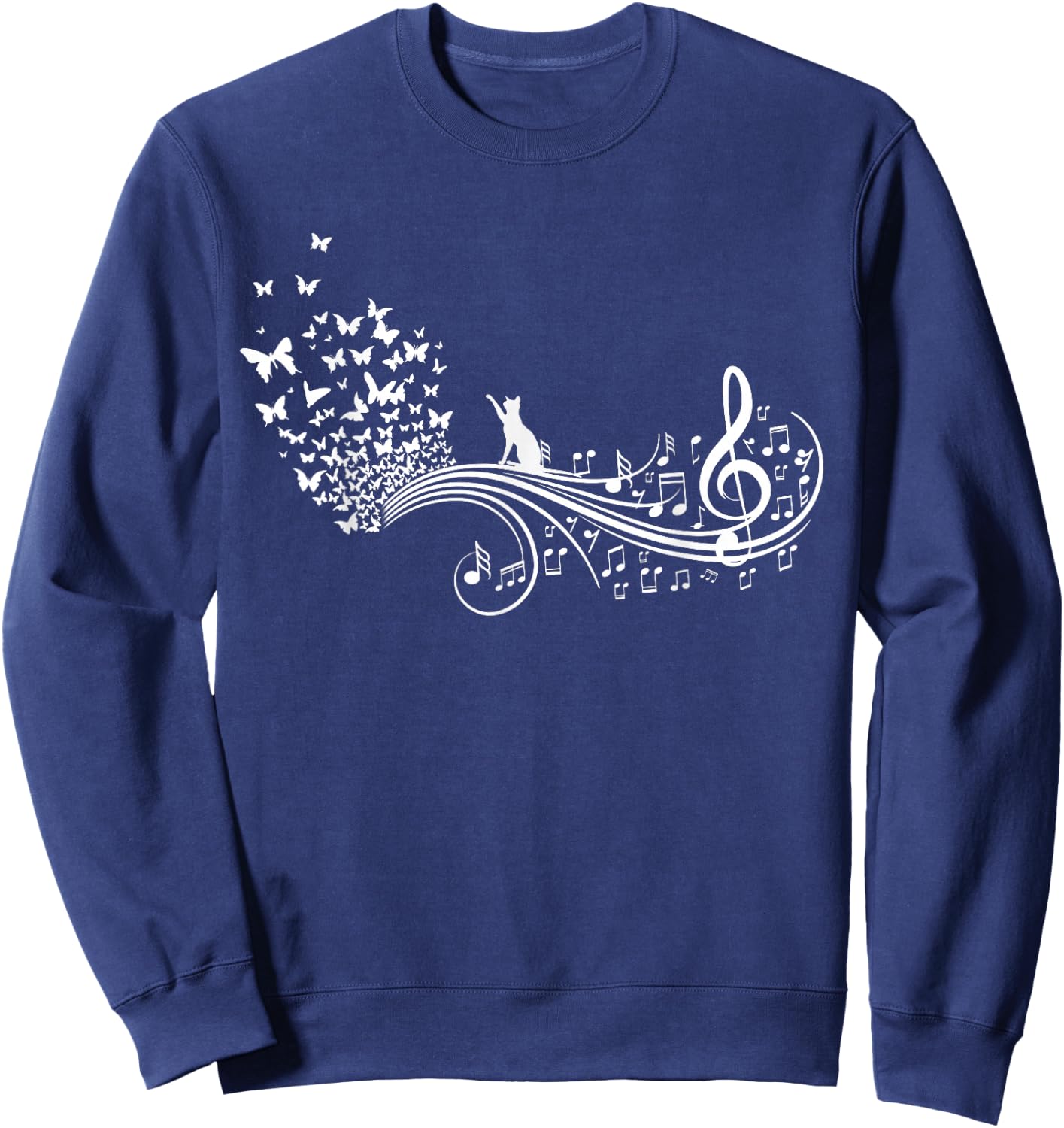 Music Notes and Butterflies Symphony Sweatshirt - Sweatshirt | Navy