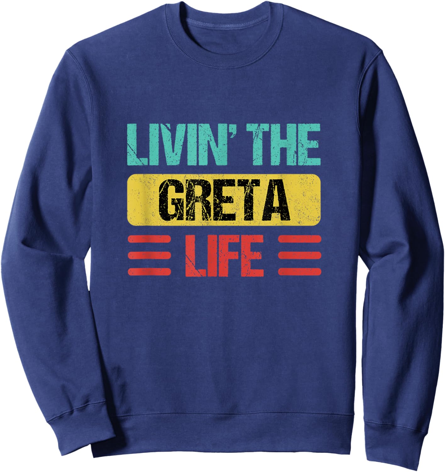 Greta Name Shirts & Gifts Greta Name -Adults Black Small Modern Letter Print Sweatshirt - Sweatshirt | Navy