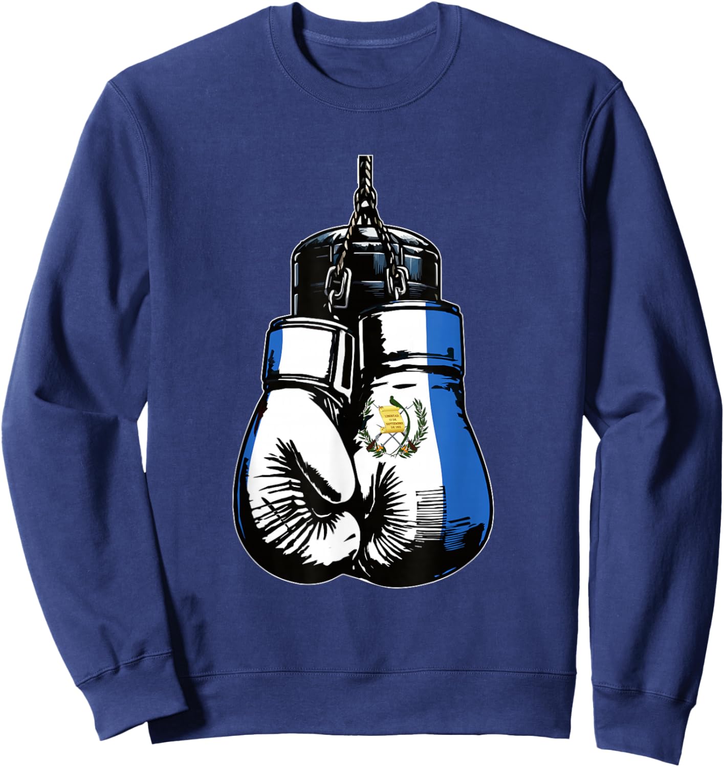 Proud Heritage Guatemala Flag Boxing Gloves Sweatshirt - Sweatshirt | Navy