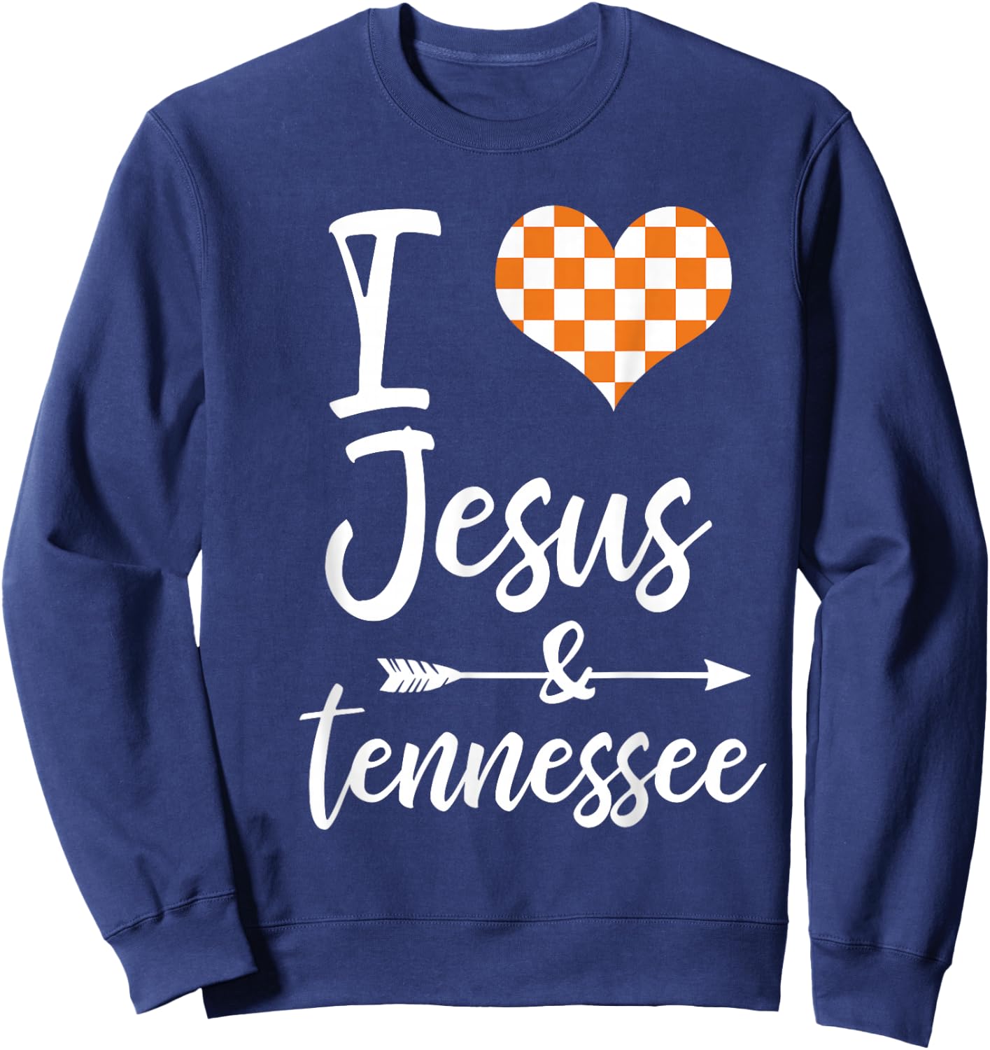 I Love Jesus and Tennessee Orange Heart Cute Fan Sweatshirt - Sweatshirt | Navy