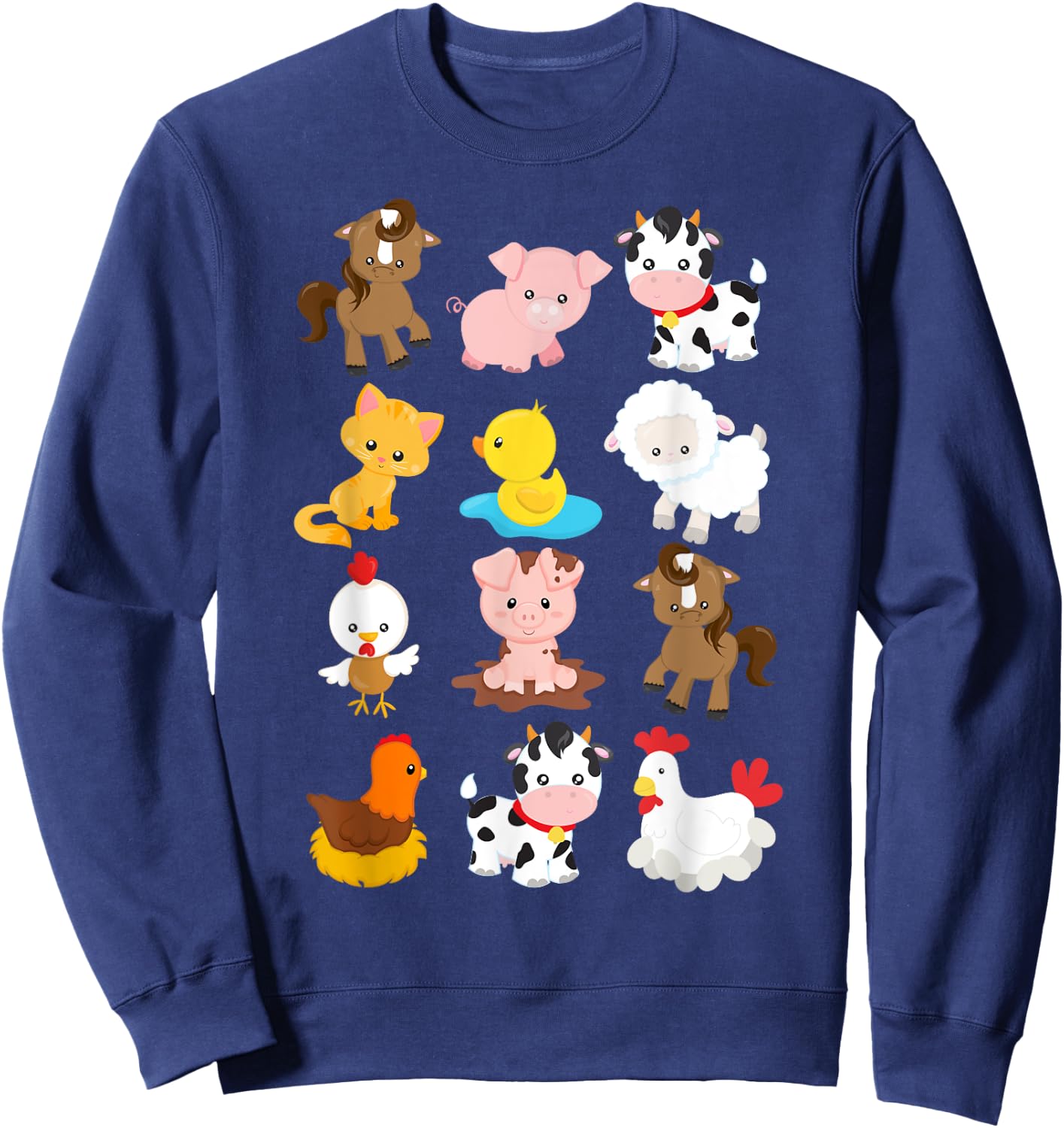 Boy's Girl's Farm Animals Short Sleeved for Toddlers Sweatshirt - Sweatshirt | Navy