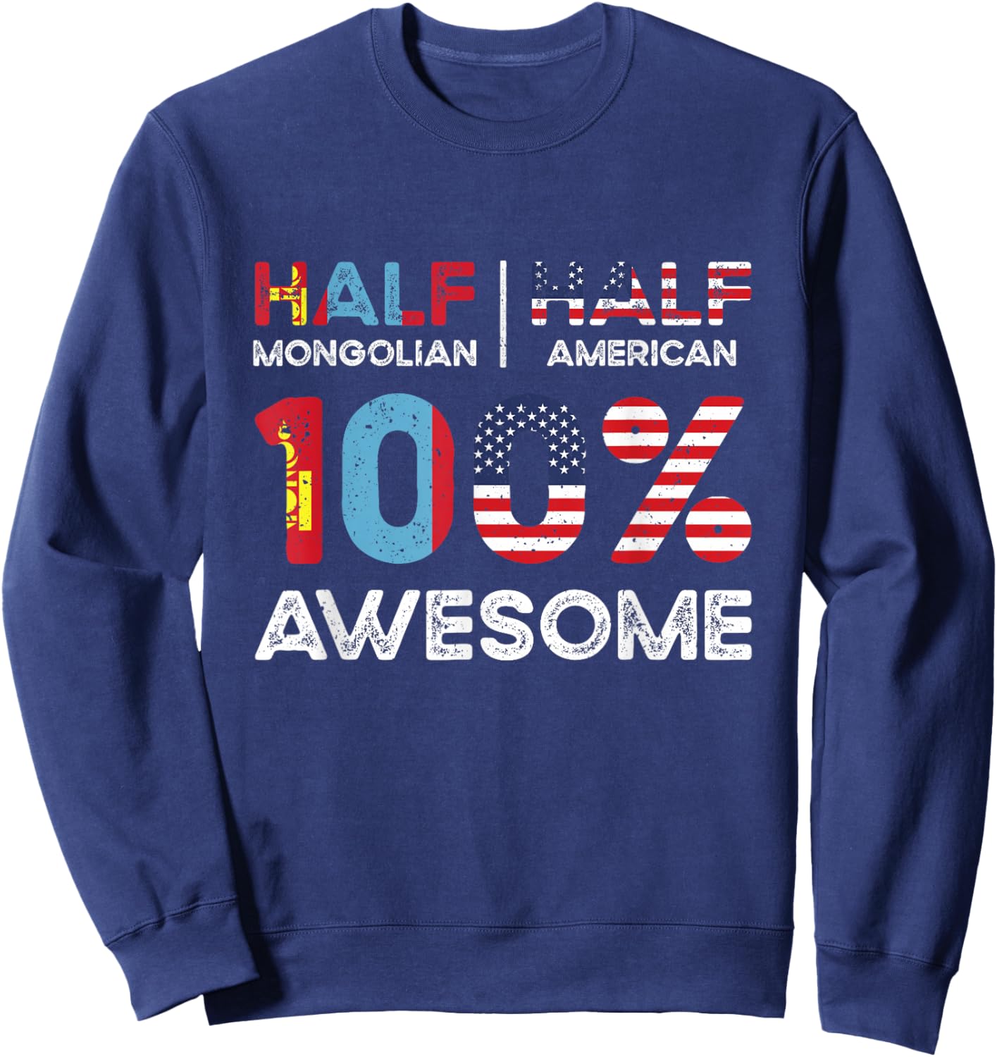 Mongolian American Patriot USA Grown Mongolia US Flag Sweatshirt - Sweatshirt | Navy