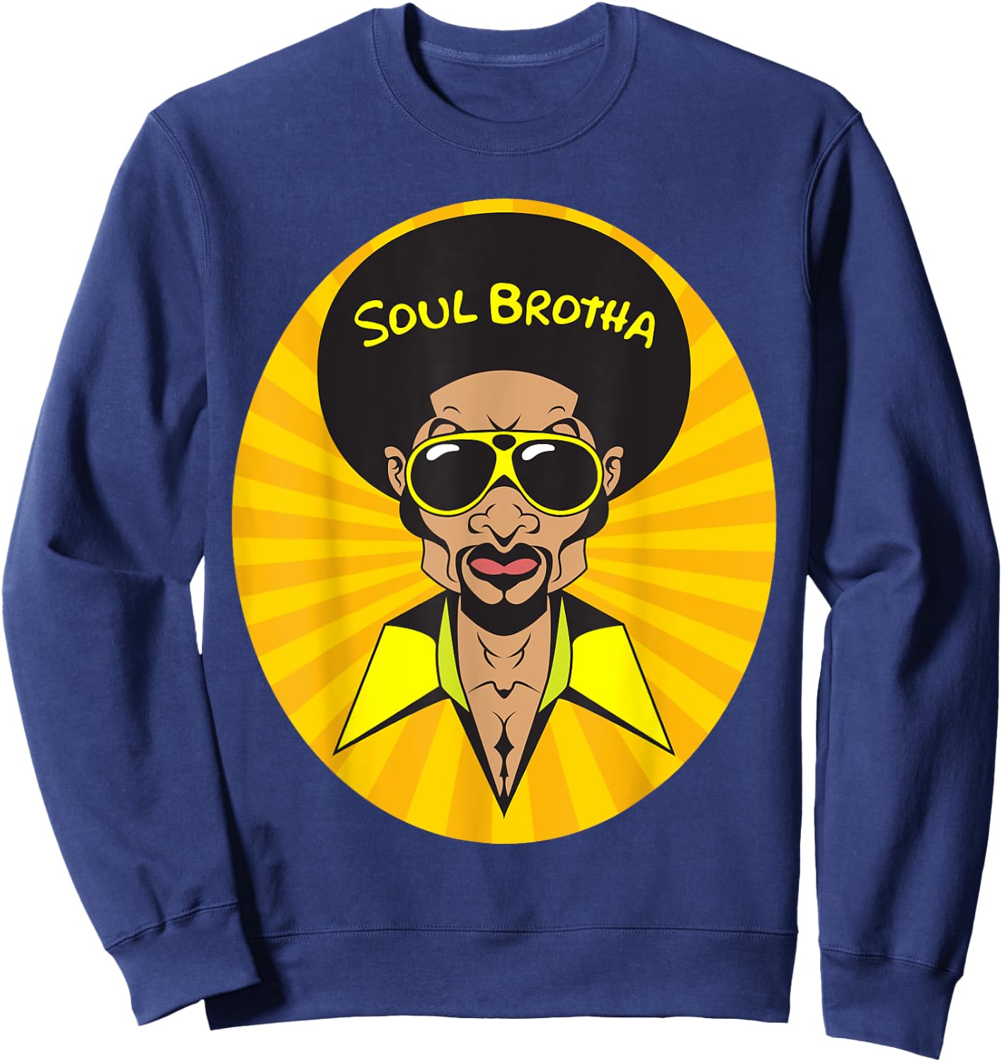 Funk Shirt Vintage 70s Costume Funky Afro Soul Music Sweatshirt - Sweatshirt | Navy