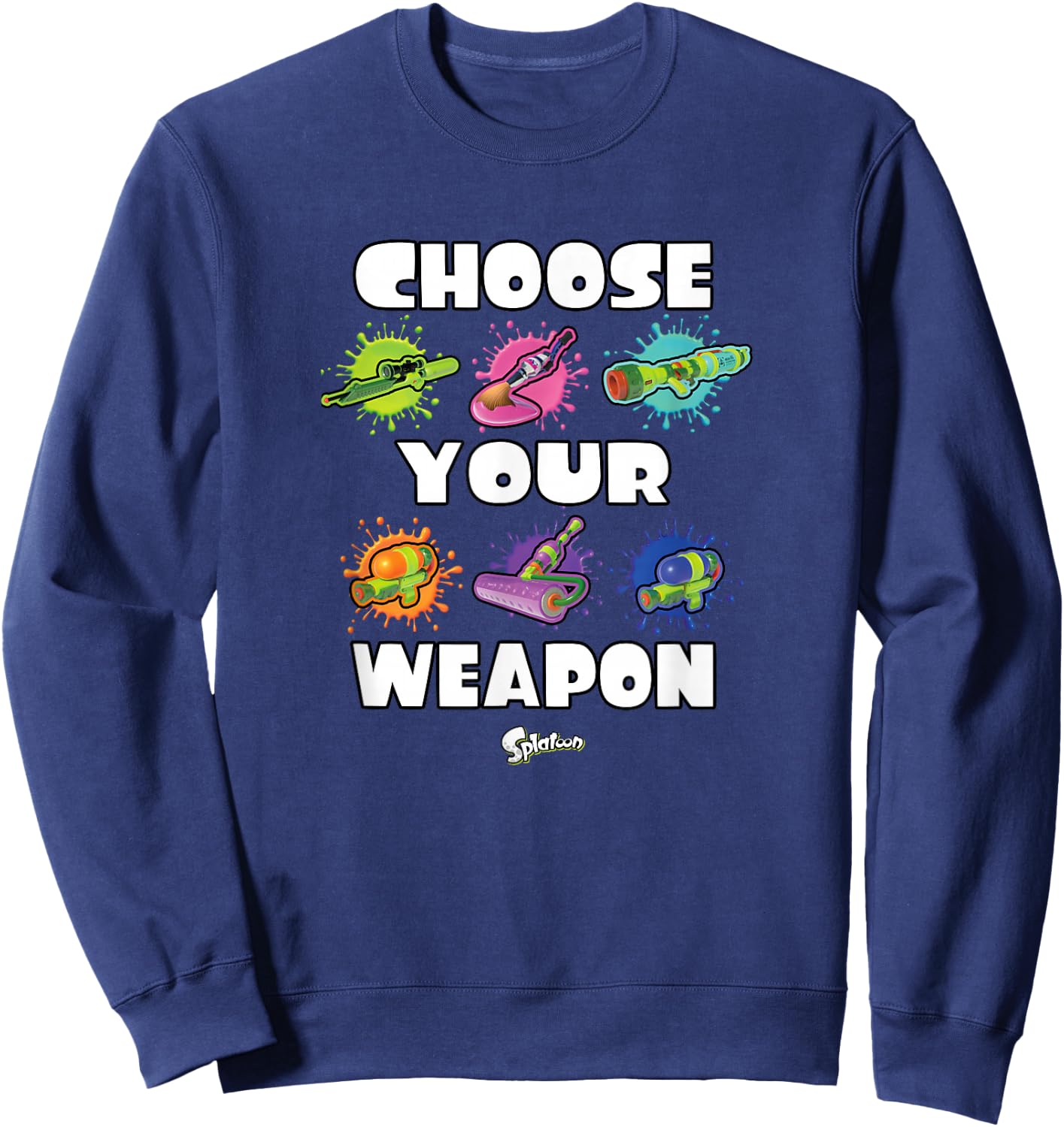 Splatoon Choose Your Weapon Ink Splat Nintendo Collage Sweatshirt - Sweatshirt | Navy