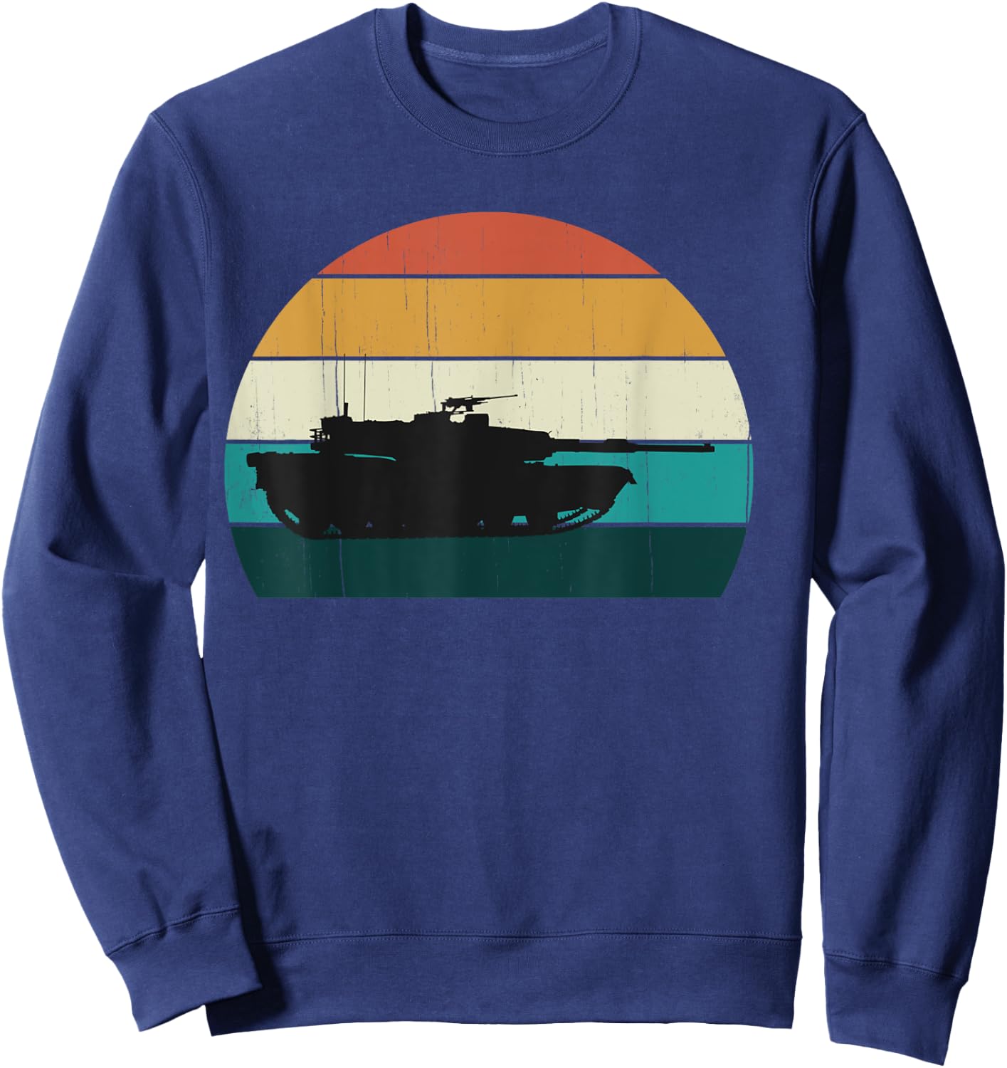 Vintage Abrams M1 - Retro Sunset American Main Battle Tank Sweatshirt - Sweatshirt | Navy