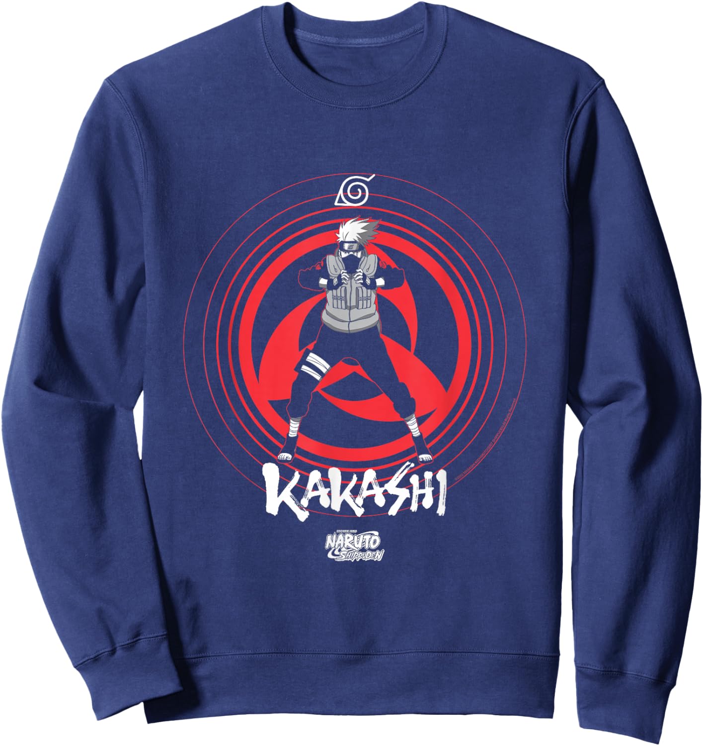 Naruto Shippuden Kakashi Shares an Eye Symbol Anime Sweatshirt - Sweatshirt | Navy