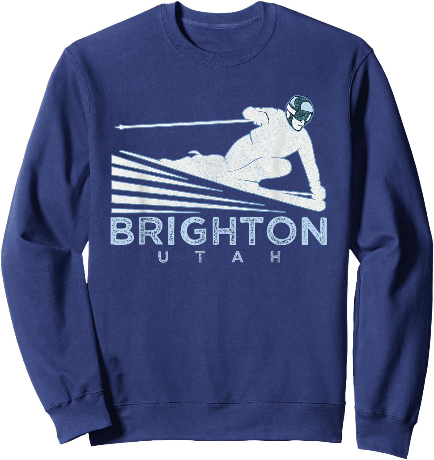 Retro Ski Brighton, Utah Illustration - Vintage Snow Ski Sweatshirt - Sweatshirt | Navy
