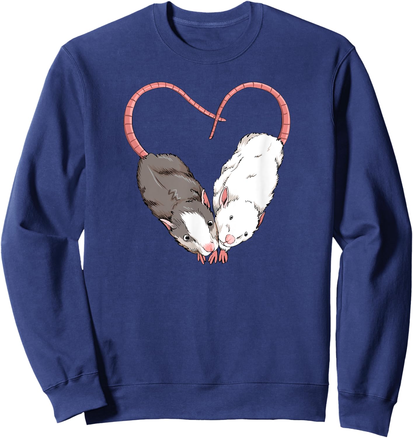 Funny Cute Small Rodent Pet Happy Heart Love Rat Lovers Sweatshirt - Sweatshirt | Navy