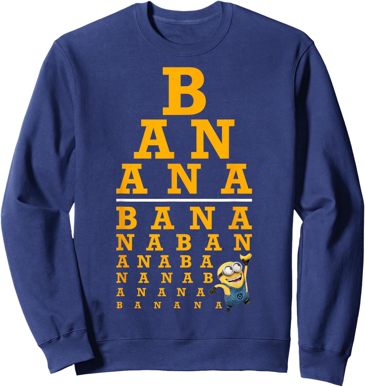 Despicable Me Minions Banana Text Stack Sweatshirt - Sweatshirt | Navy