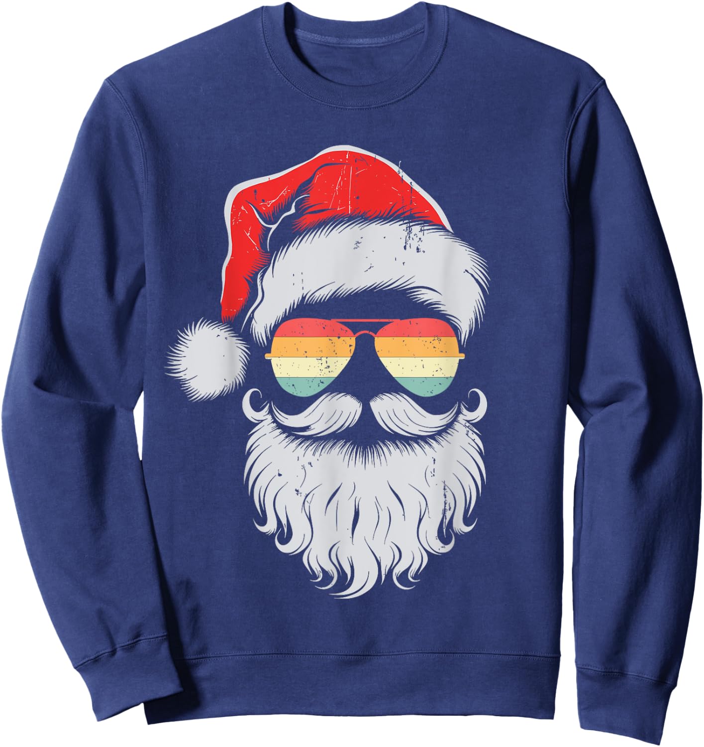 Cool Santa Face Sunglasses Christmas Xmas Men Boys Sweatshirt - Sweatshirt | Navy