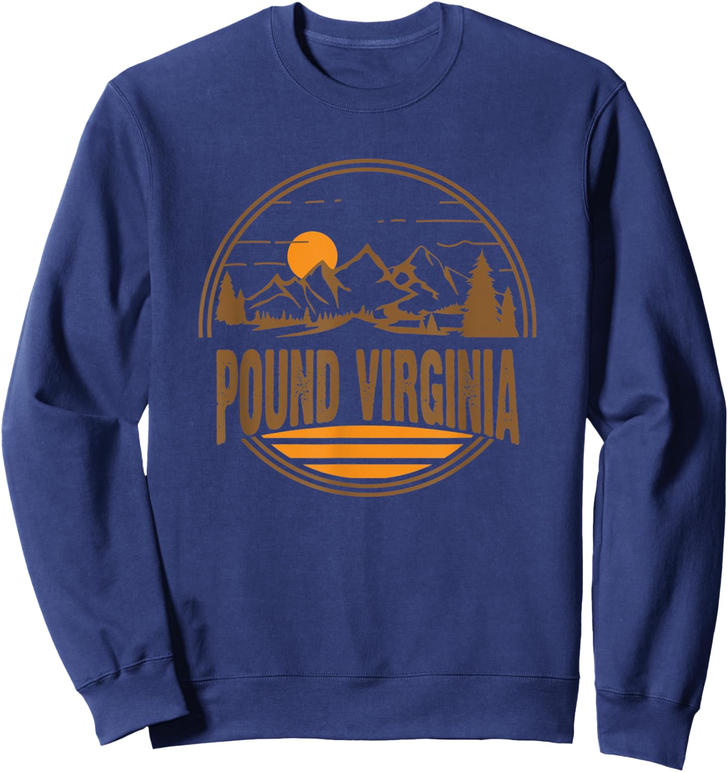Vintage Pound, Virginia Mountain Hiking Souvenir Print Sweatshirt - Sweatshirt | Navy