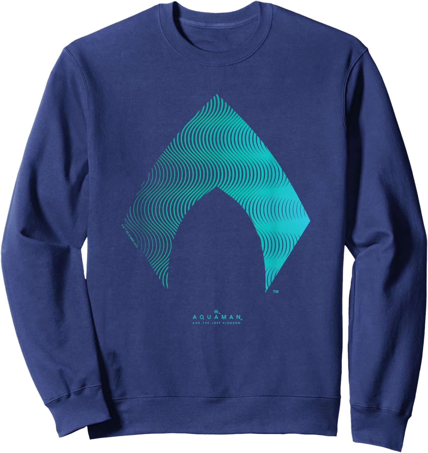Aquaman And The Lost Kingdom Distressed Wavy Neon Emblem Sweatshirt - Sweatshirt | Navy
