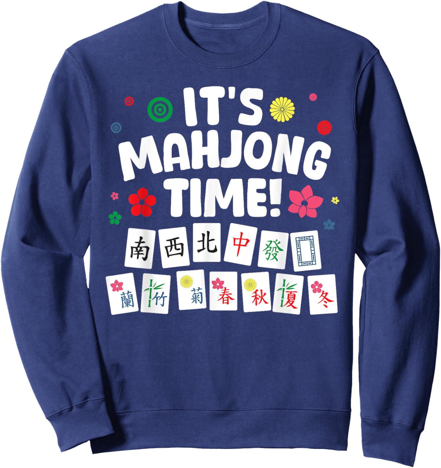 Cute Mahjong Design Women Tile Game Mahjong Player Sweatshirt - Sweatshirt | Navy