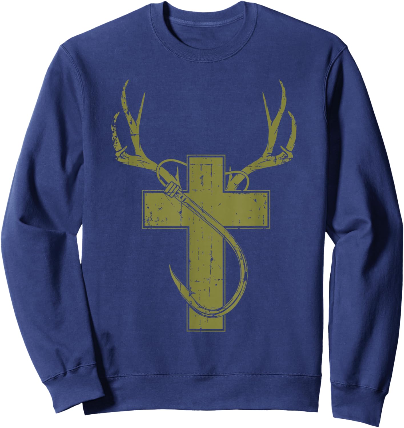 Funny Christian Hunting Fishing Lover Gift Sweatshirt - Sweatshirt | Navy