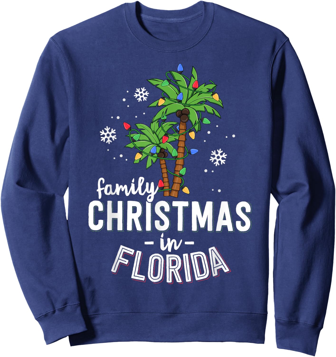 Family Christmas In Florida Palm Trees Xmas Beach Vacation Women Kids Sweatshirt - Sweatshirt | Navy