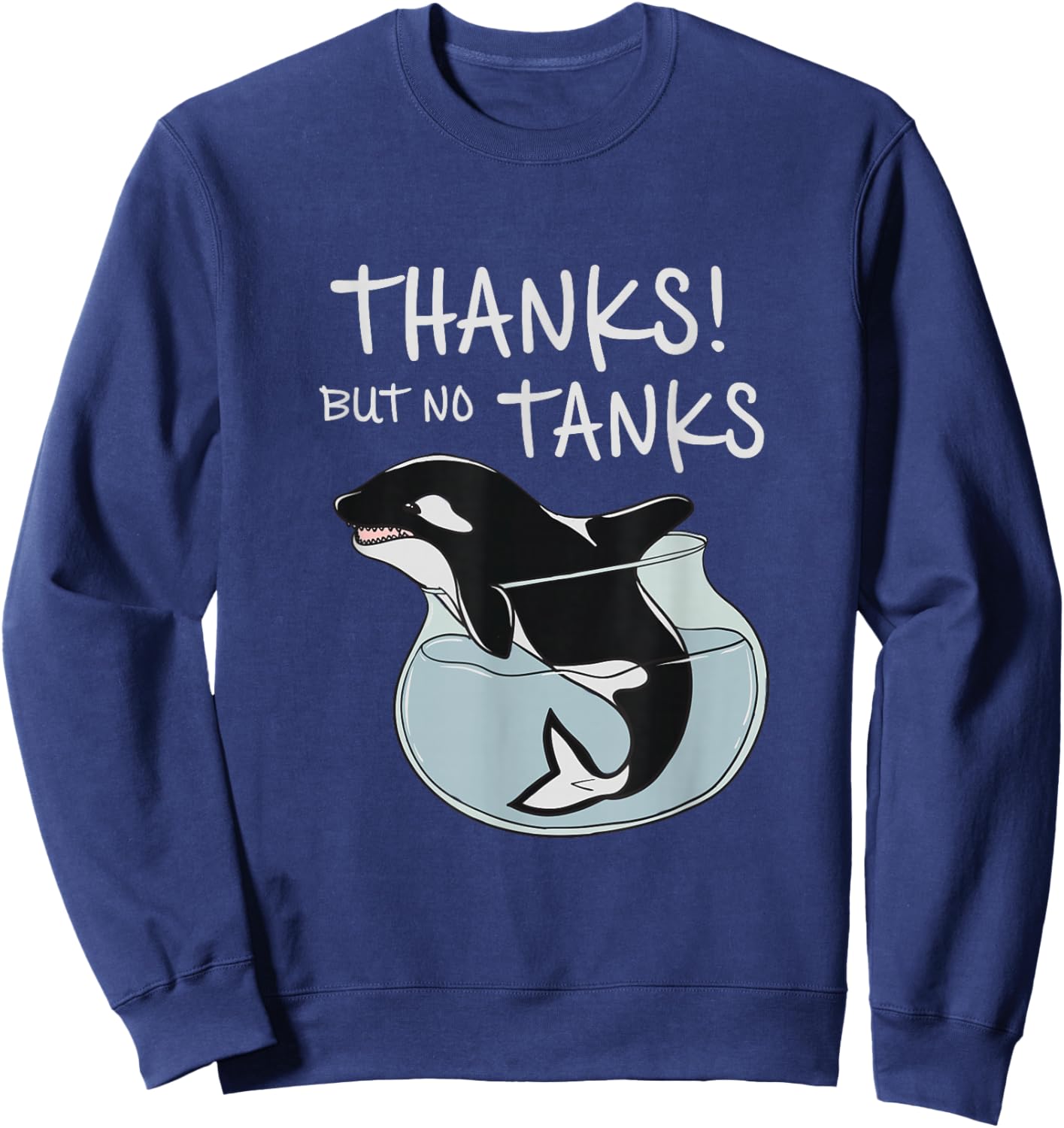 Orca Free Save the Whales Social criticism Ocean Protection Sweatshirt - Sweatshirt | Navy