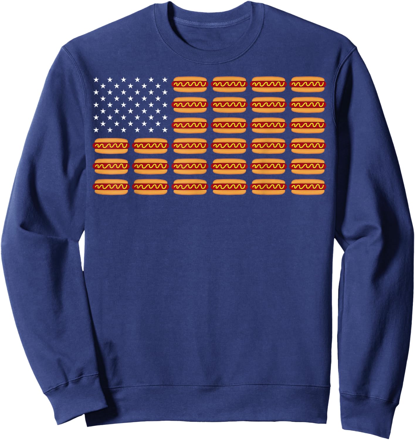 Hot Dog 4 July American Flag Independence Day Hotdog Sweatshirt - Sweatshirt | Navy