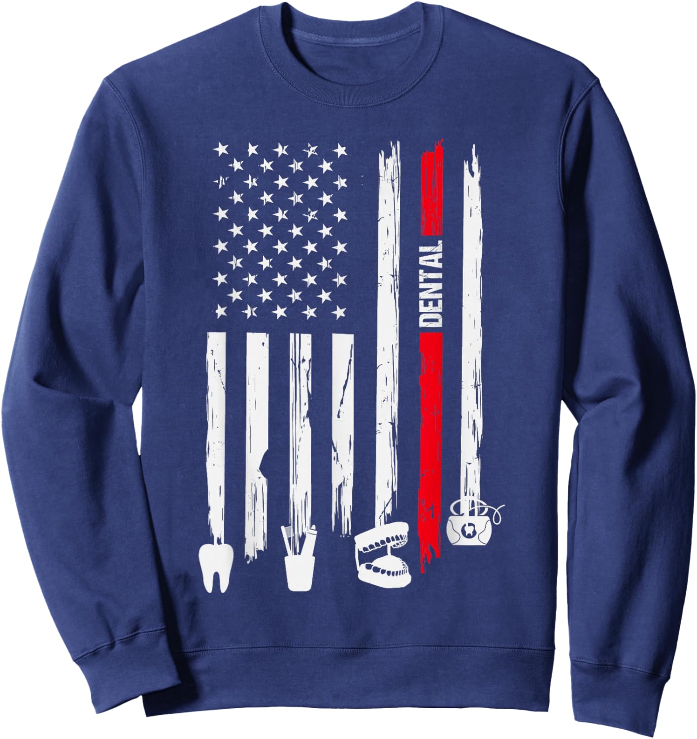 4th Of July Dental Dentist American Flag Patriotic Hygienist Men Sweatshirt - Sweatshirt | Navy