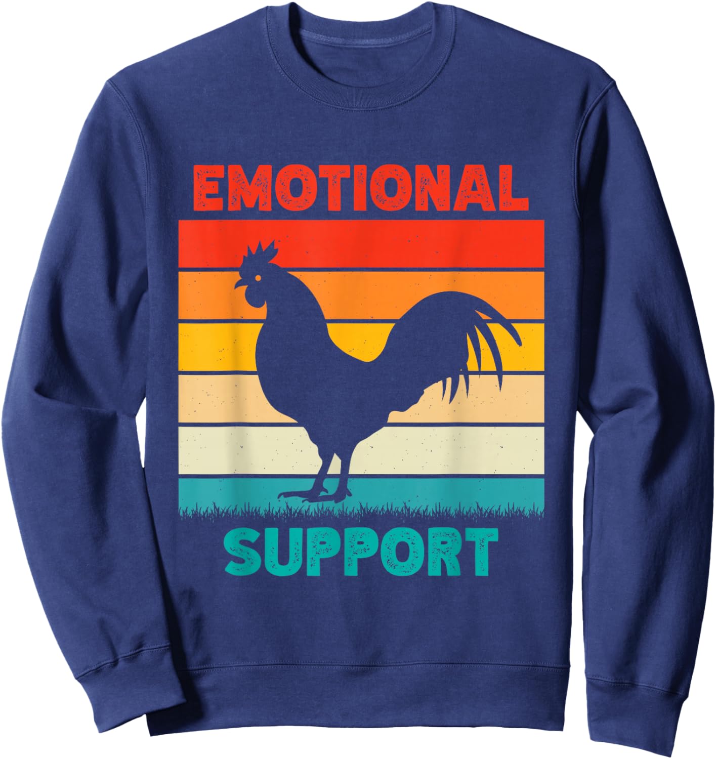 Retro Chicken Emotional Support Cock Sweatshirt - Sweatshirt | Navy
