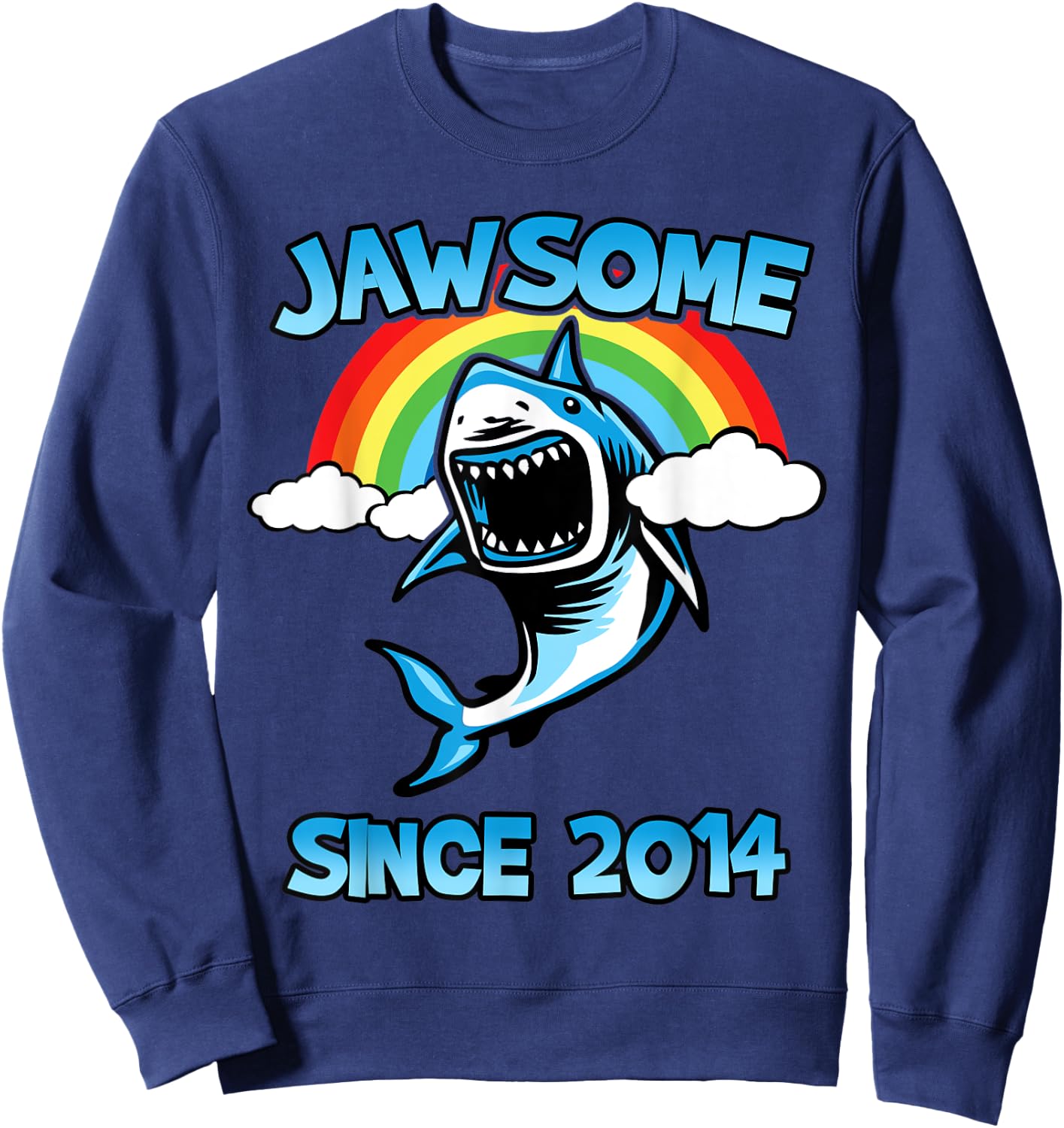 Jawsome Since 2014 Happy Shark 5 Birthday Gift Sweatshirt - Sweatshirt | Navy