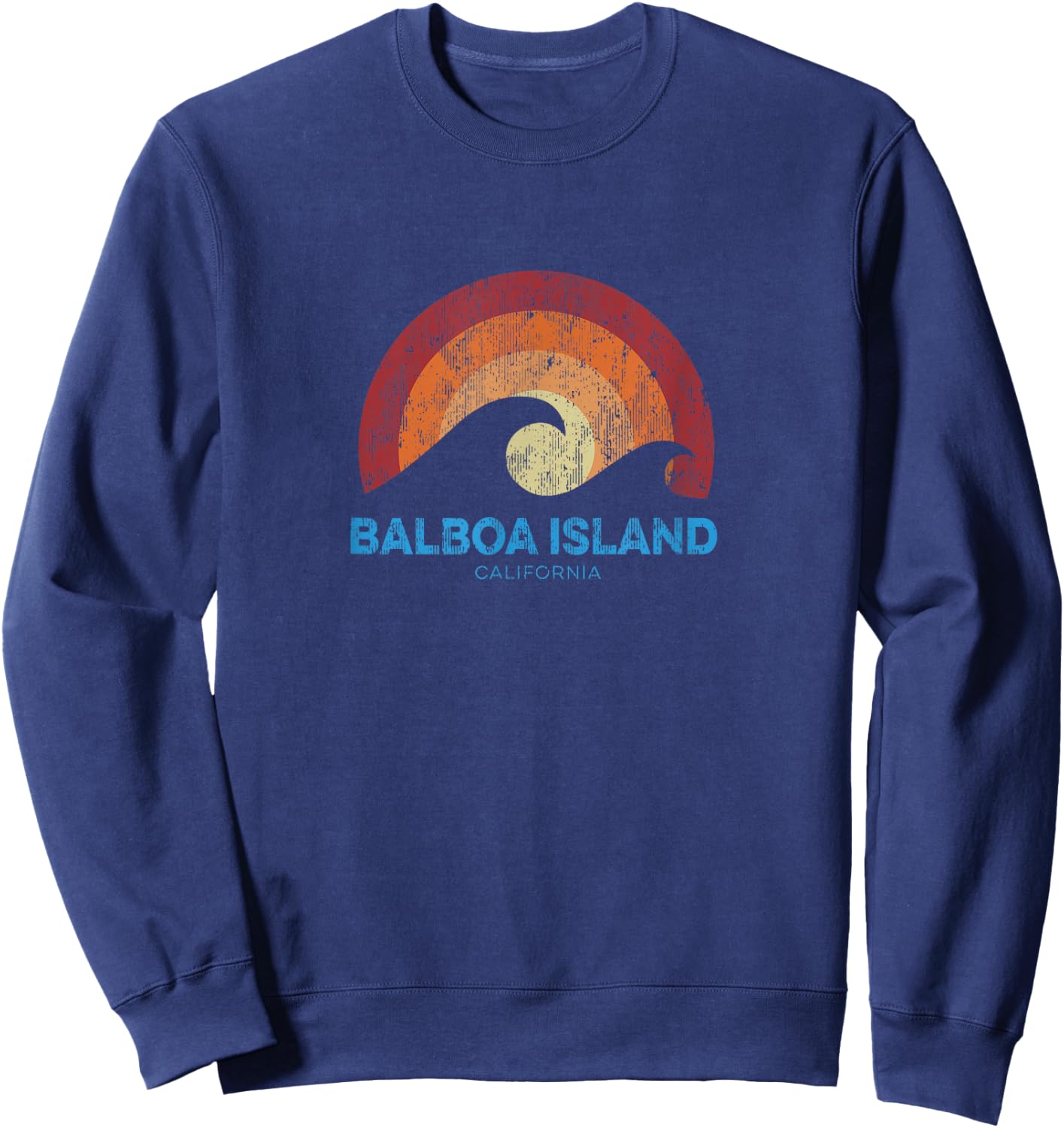 Balboa Island California CA Retro Surf Beach Women Kids Sweatshirt - Sweatshirt | Navy