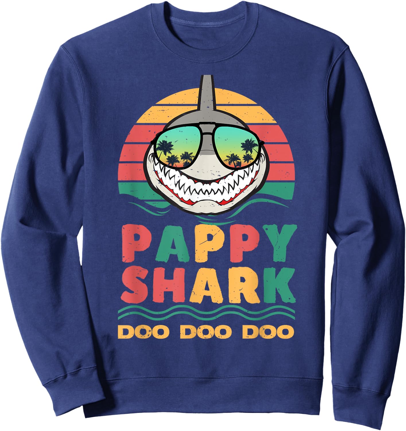 Pappy Shark Fathers Day Papa Dad Grandpa Men Funny Sweatshirt - Sweatshirt | Navy