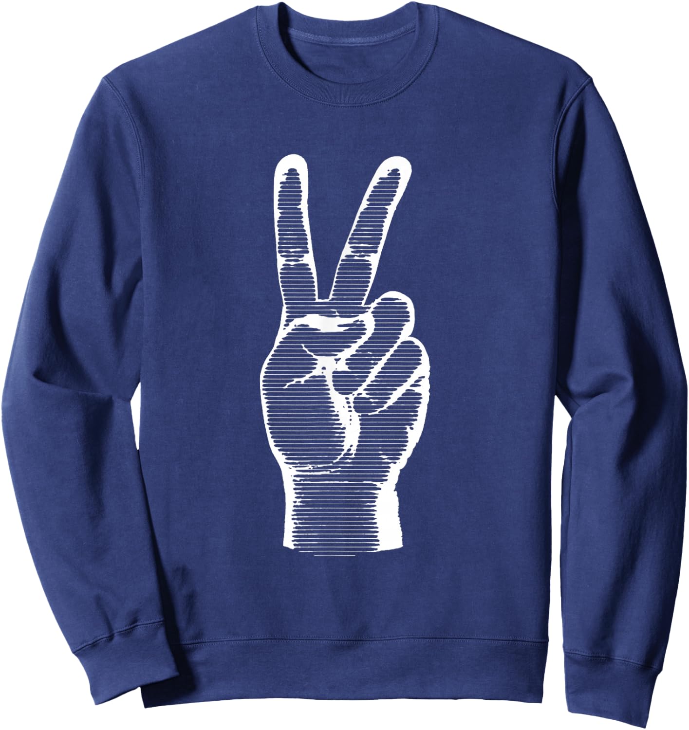 Hand Finger Sign Peace Awareness Symbol Sweatshirt - Sweatshirt | Navy