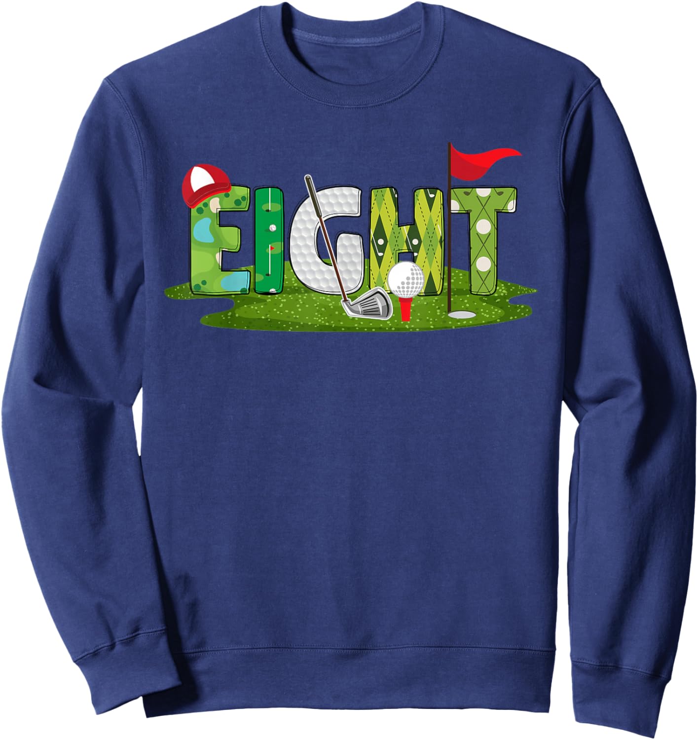8th Birthday Golf Theme 8 Year Old Kids Sport Party Sweatshirt - Sweatshirt | Navy