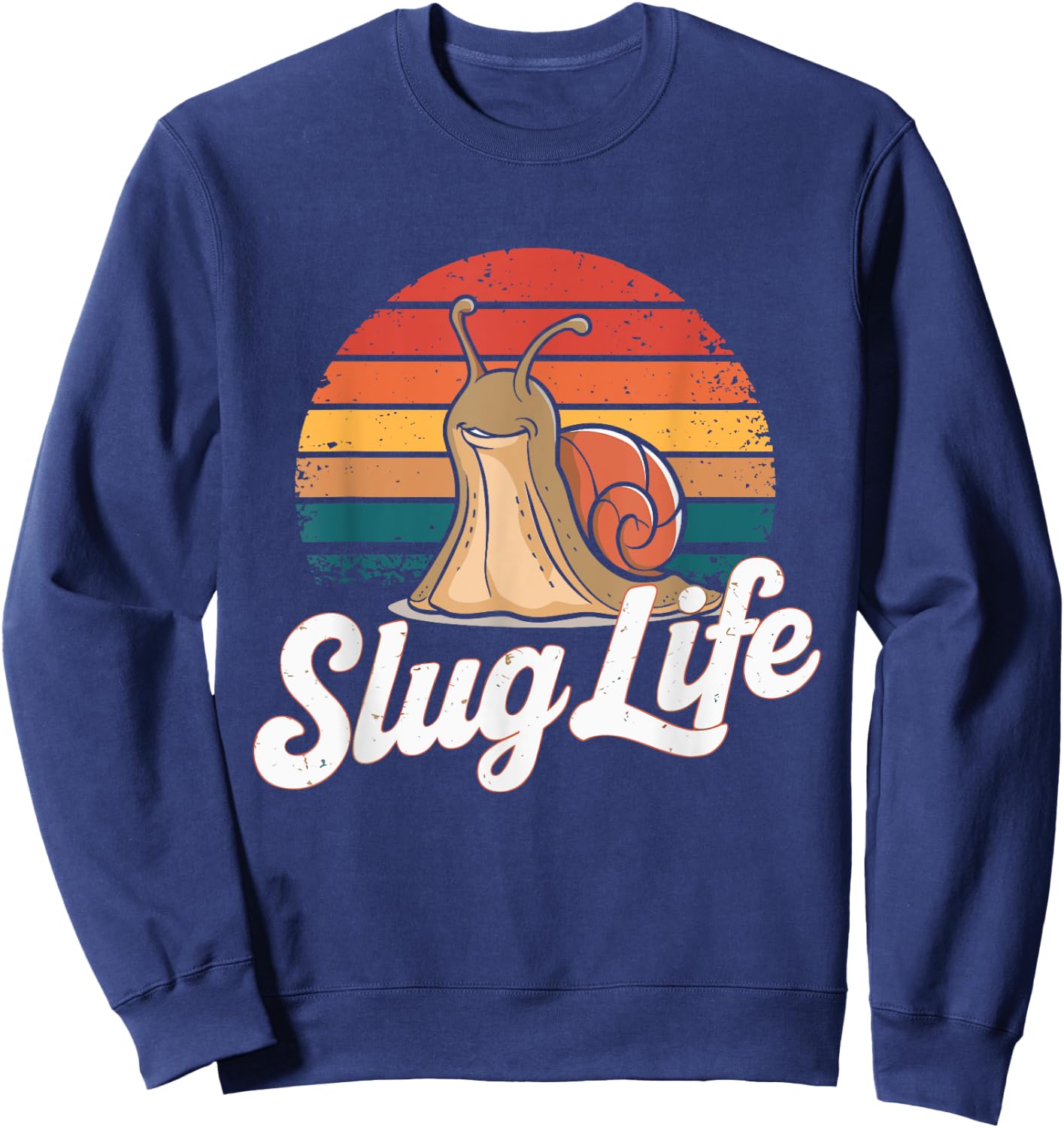 Slug Life Retro funny Snail Design Sweatshirt - Sweatshirt | Navy