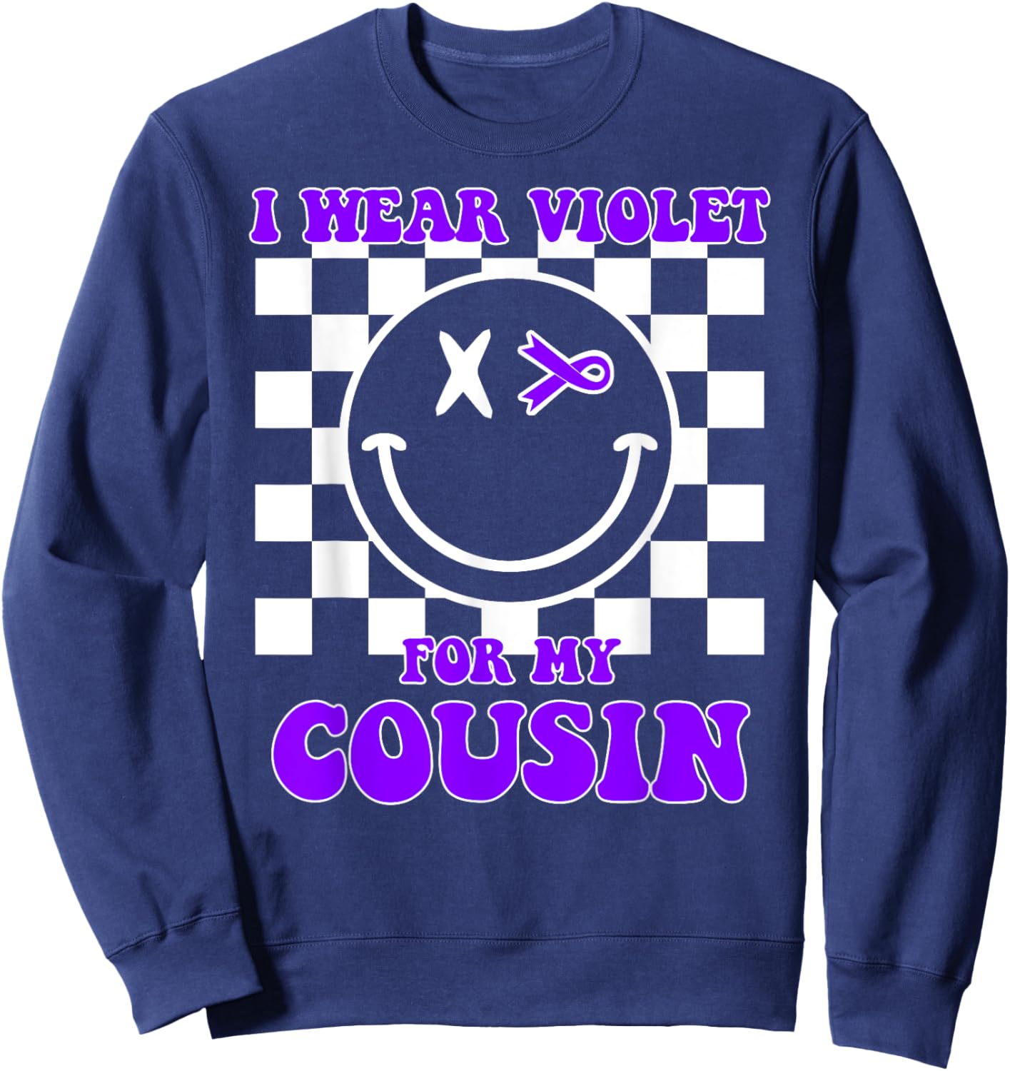 Hodgkins Lymphoma Awareness Cousin Hodgkins Lymphoma Ribbon Sweatshirt - Sweatshirt | Navy