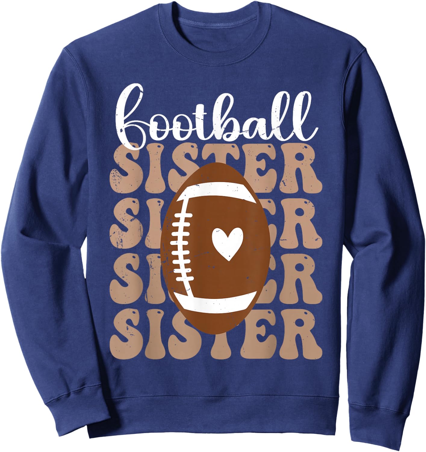 Football Sister Vintage Sport Lover Sister Mothers Day Sweatshirt - Sweatshirt | Navy