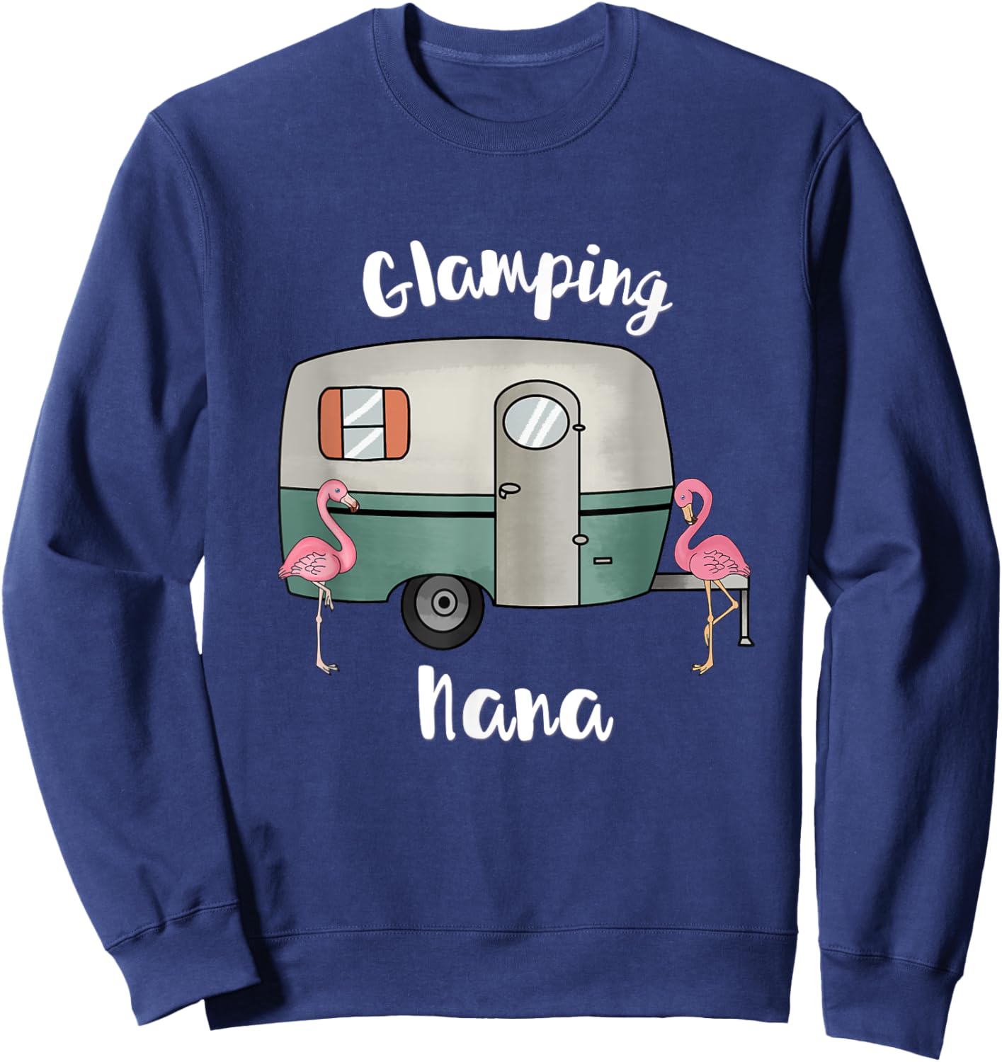 Glamping Nana Camping RV Vintage Flamingos Sweatshirt - Sweatshirt | Navy