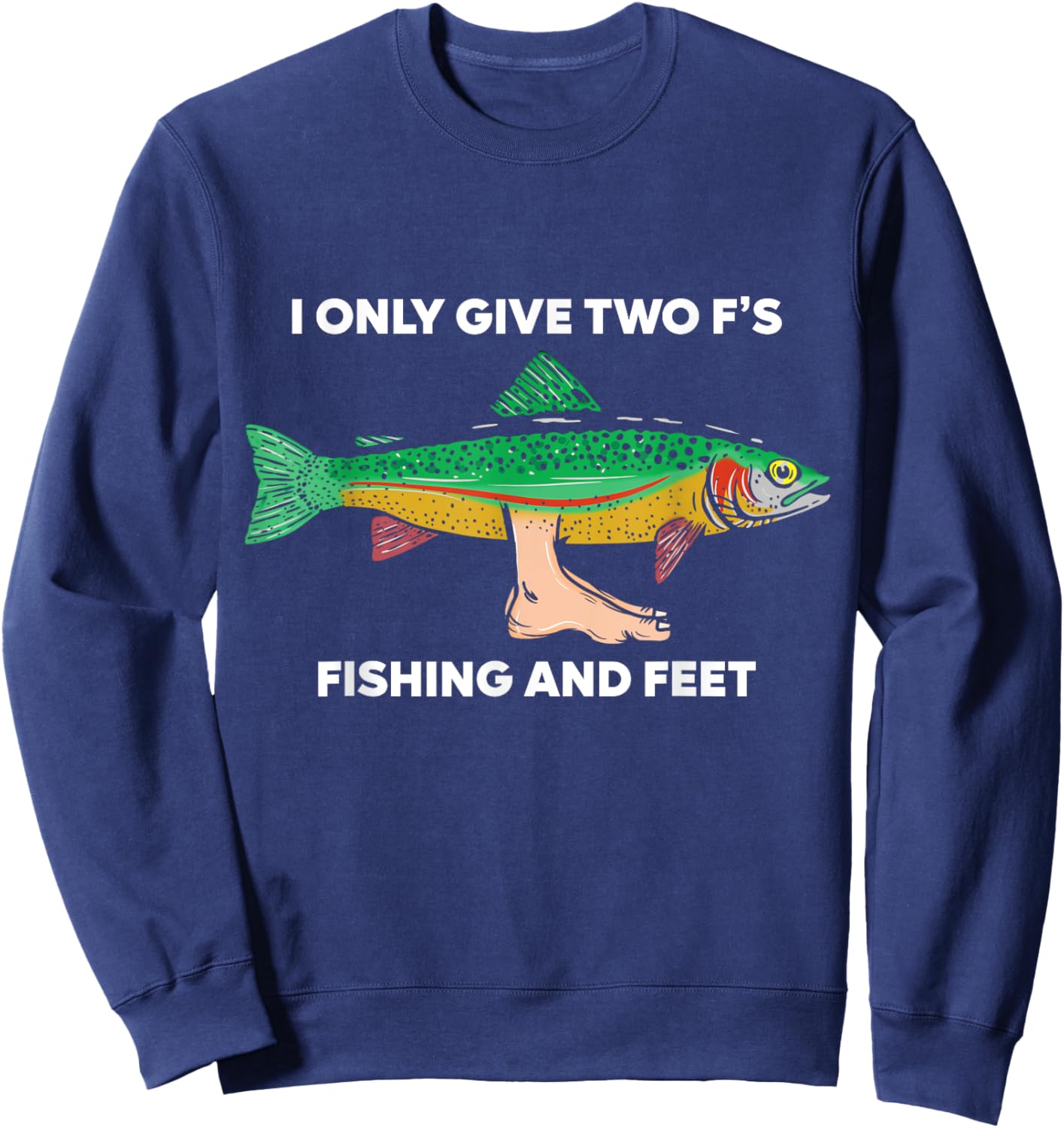 Oddly Specific Apparel -Adults Fishing Black Small Classic Fit Short Sleeve Modern Humor Irony Satirical Design Sweatshirt - Sweatshirt | Navy