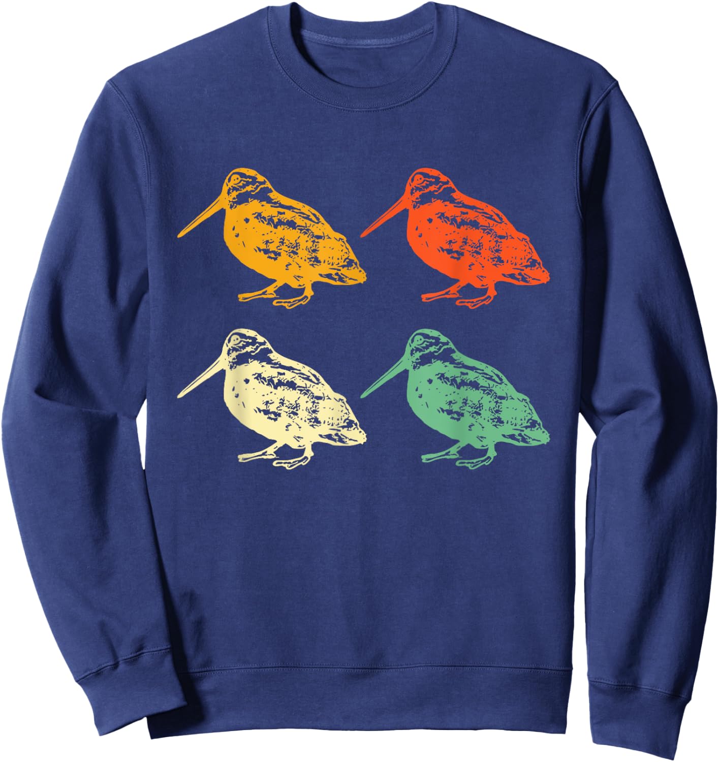 American Woodcock Bird Hunting Hunt Season Gift Retro-Modern -Adults, Kids Classic Fit Collarless Short Sleeve Black Sweatshirt - Sweatshirt | Navy
