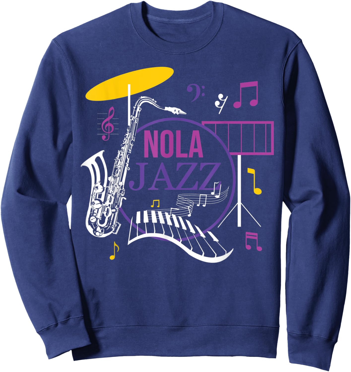 Vintage Jazz Music NOLA Jazz Festival Novelty Souvenir Sweatshirt - Sweatshirt | Navy