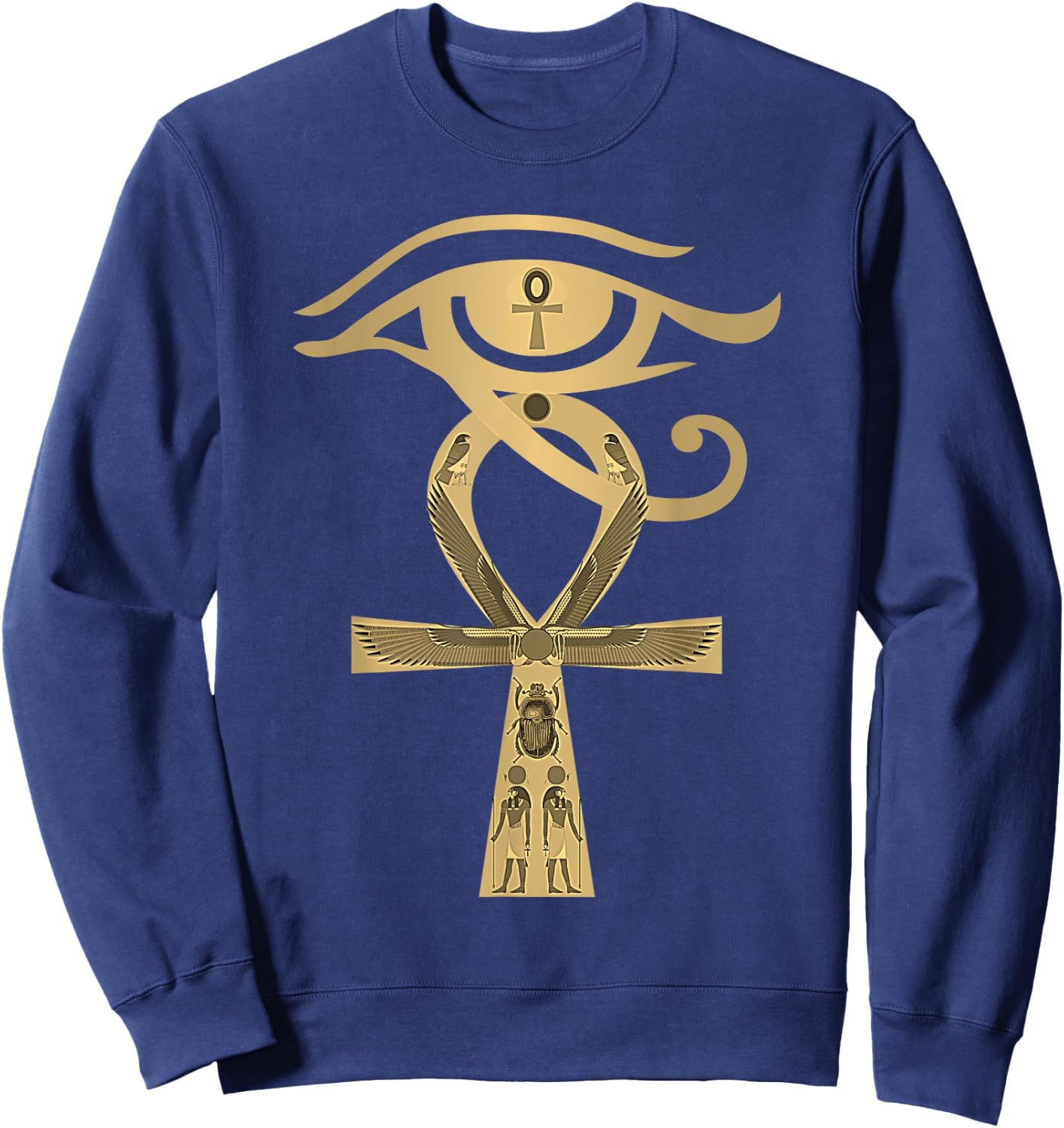 Ancient Egypt Egyptian God Horus Kemetic Heru ANKH Sweatshirt - Sweatshirt | Navy