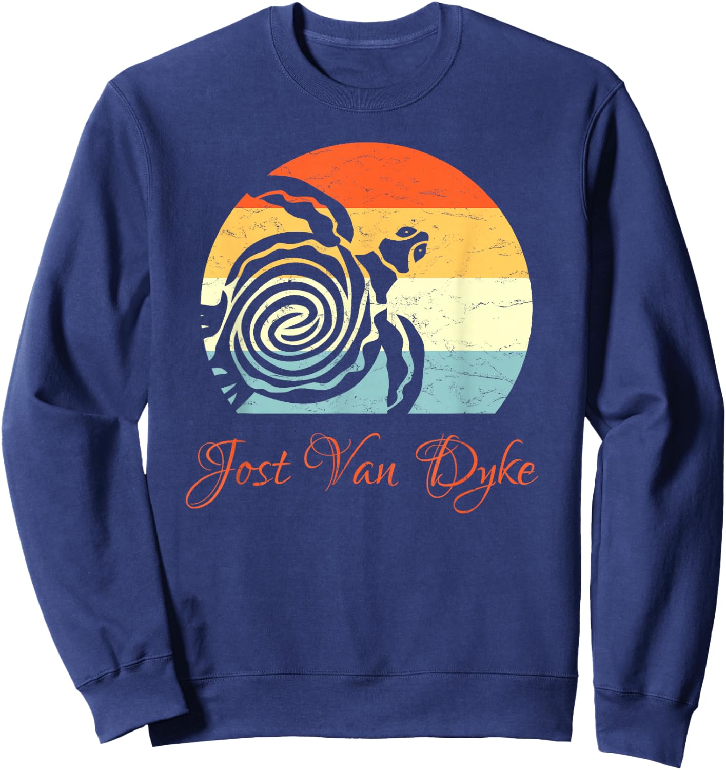 Jost-Van-Dyke, BVI Caribbean Sea Turtle Vacation Sweatshirt - Sweatshirt | Navy