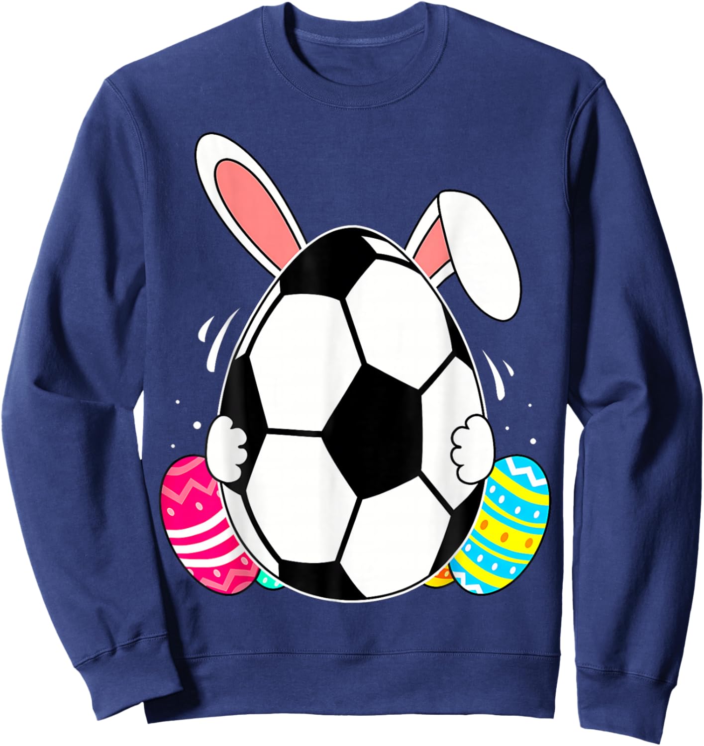 Funny Soccer Ball With Bunny Ears Easter Day Men Boys Kids Sweatshirt - Sweatshirt | Navy