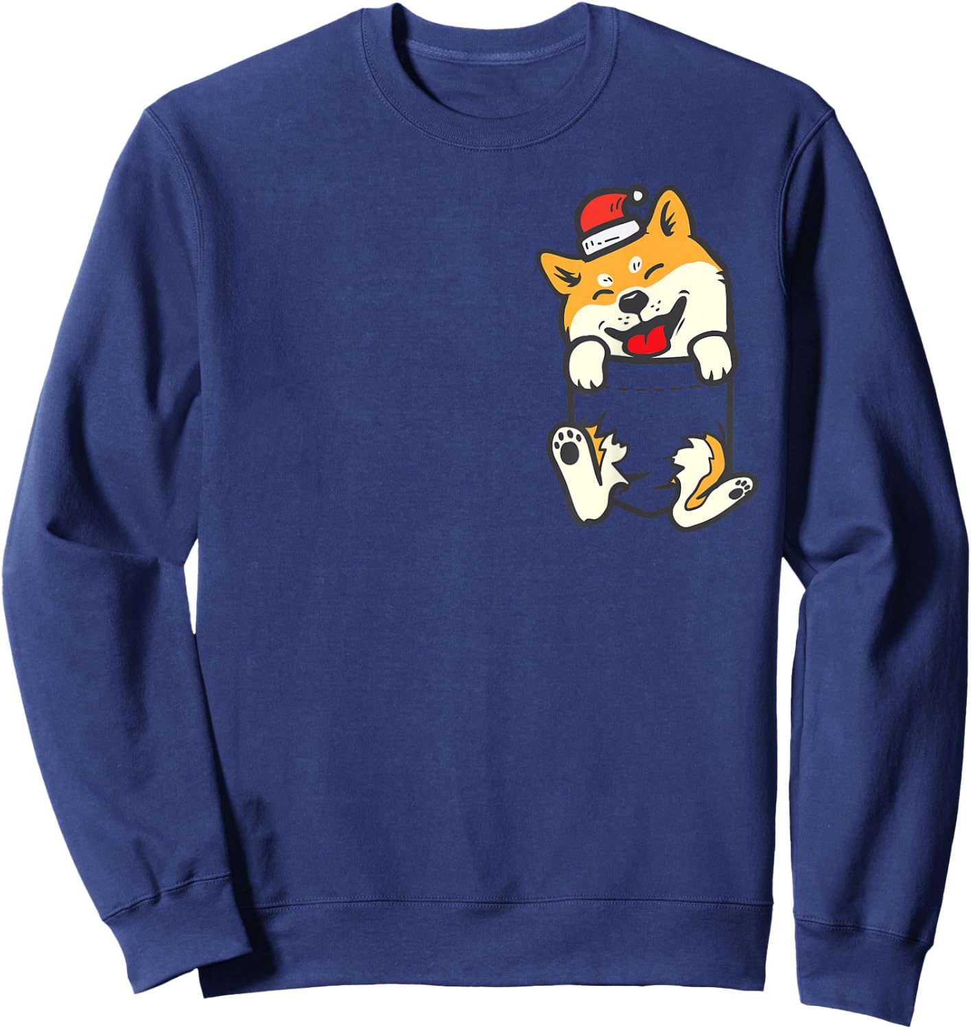 Pocket Santa Shiba Inu Akita Feet Christmas Dog Lover PJ Sweatshirt - Sweatshirt | Navy