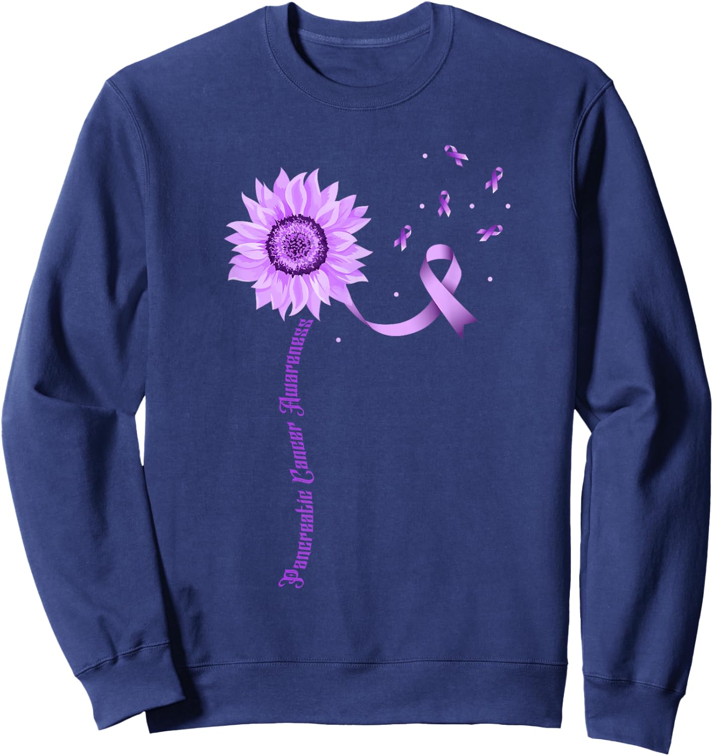 Purple Ribbon Pancreatic Cancer Awareness Sweatshirt - Sweatshirt | Navy