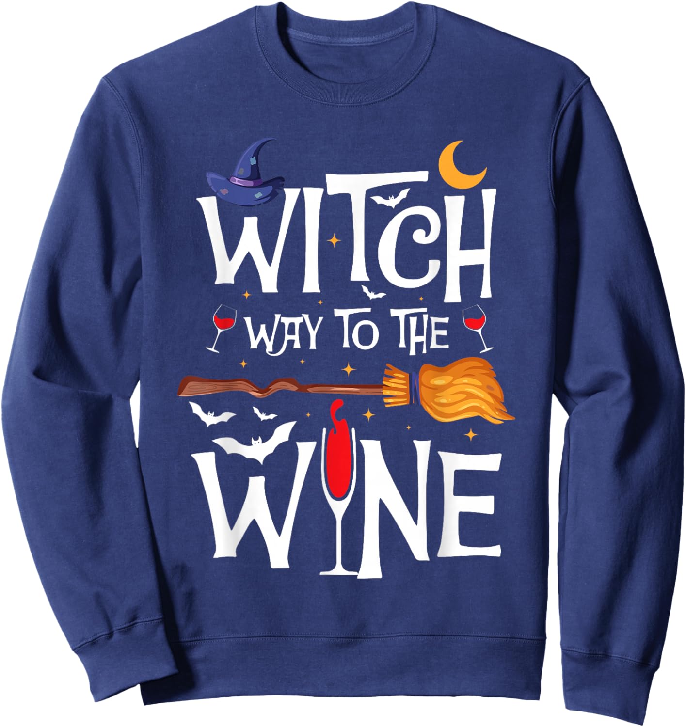 Witch Way To The Wine Halloween Party Costume Sweatshirt - Sweatshirt | Navy