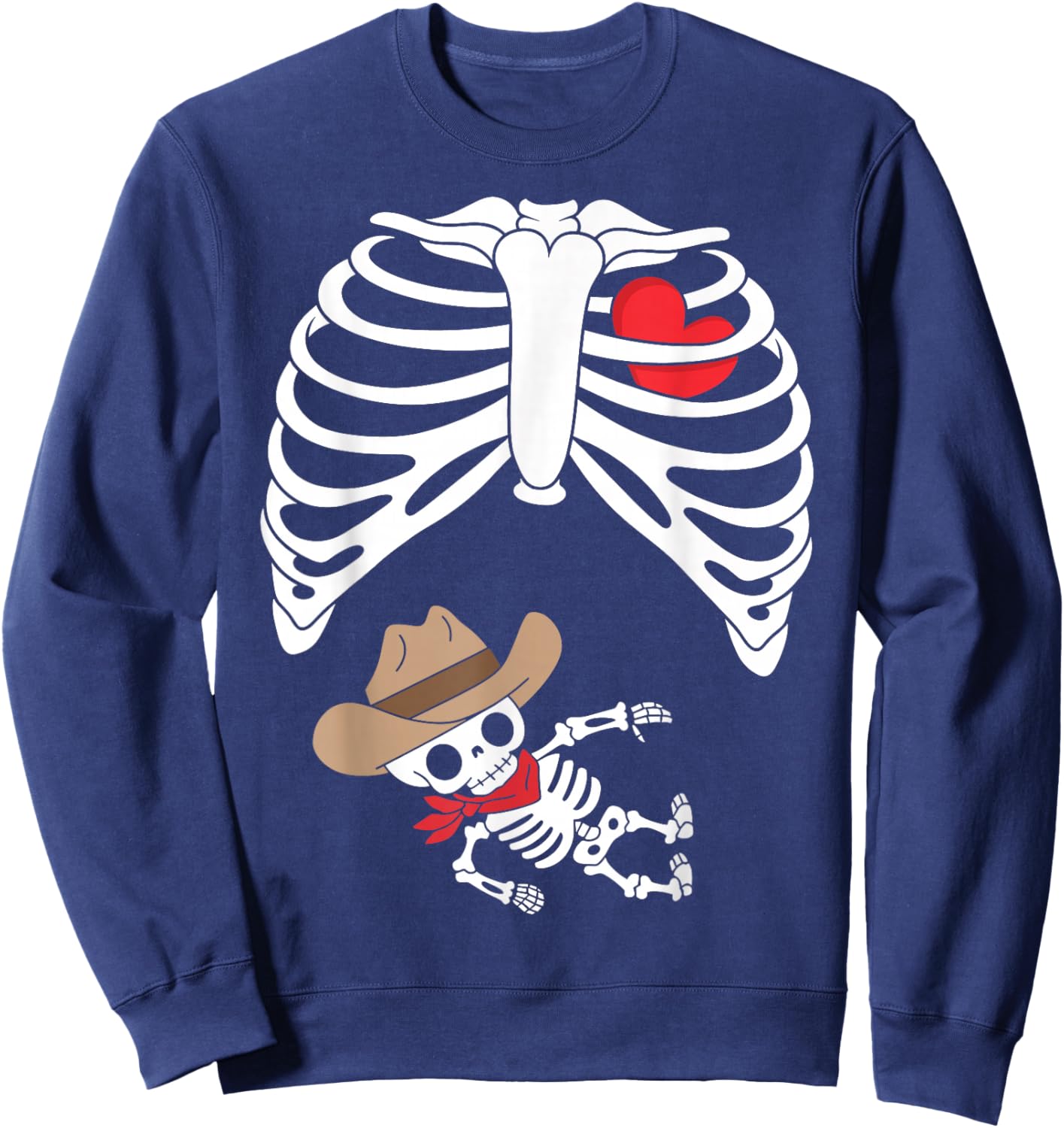 Baby Pregnancy Halloween Skeleton Xray Cowboy Boy Pregnant Sweatshirt - Sweatshirt | Navy